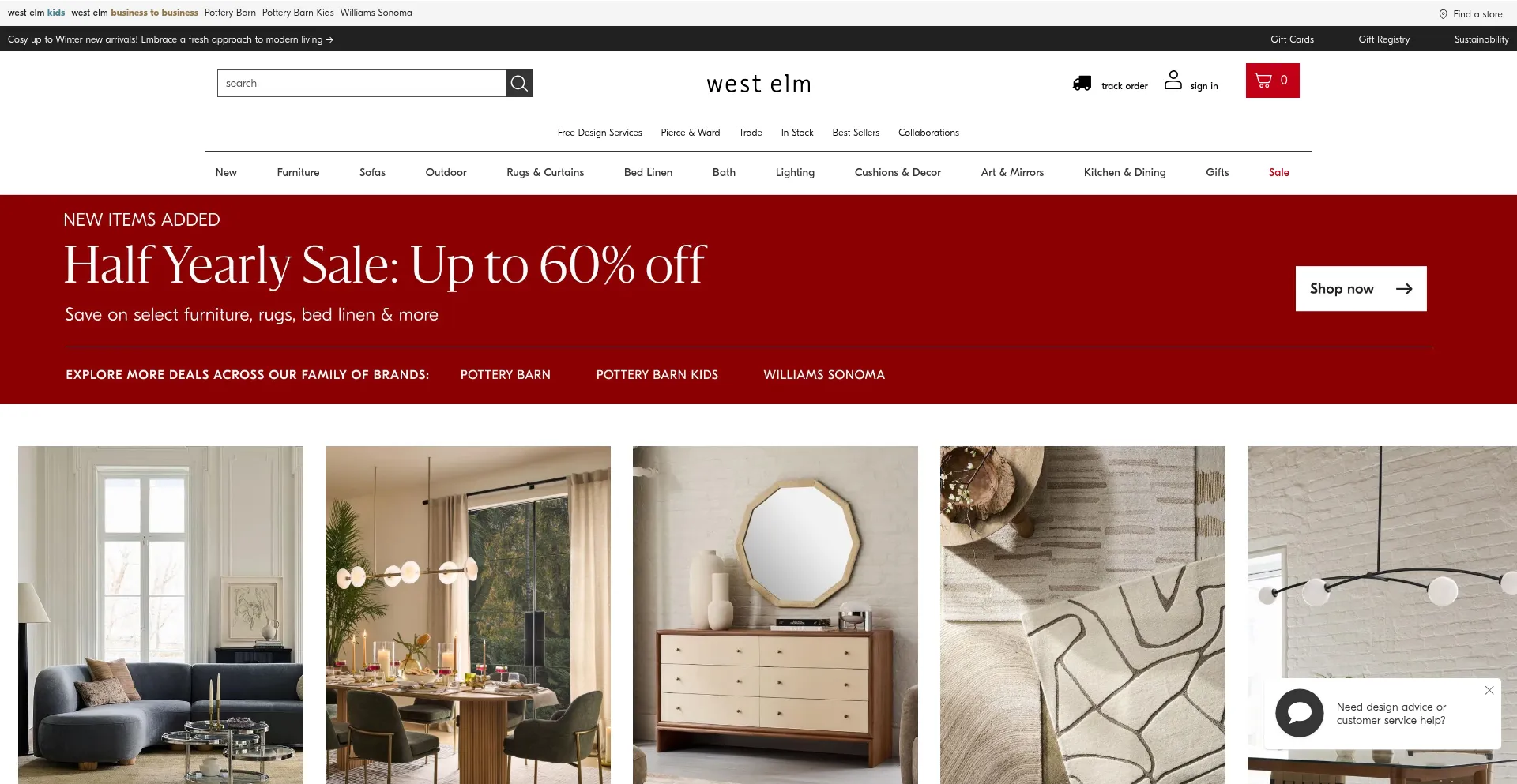 Website screenshot of Westelm.com.au
