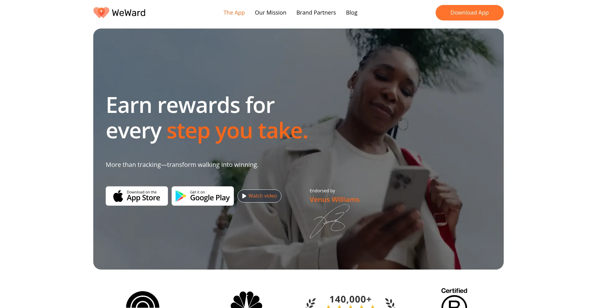 Website screenshot of Wewardapp.com
