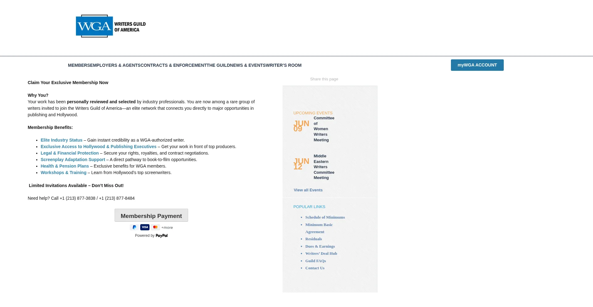 Website screenshot of Wgamembers.org