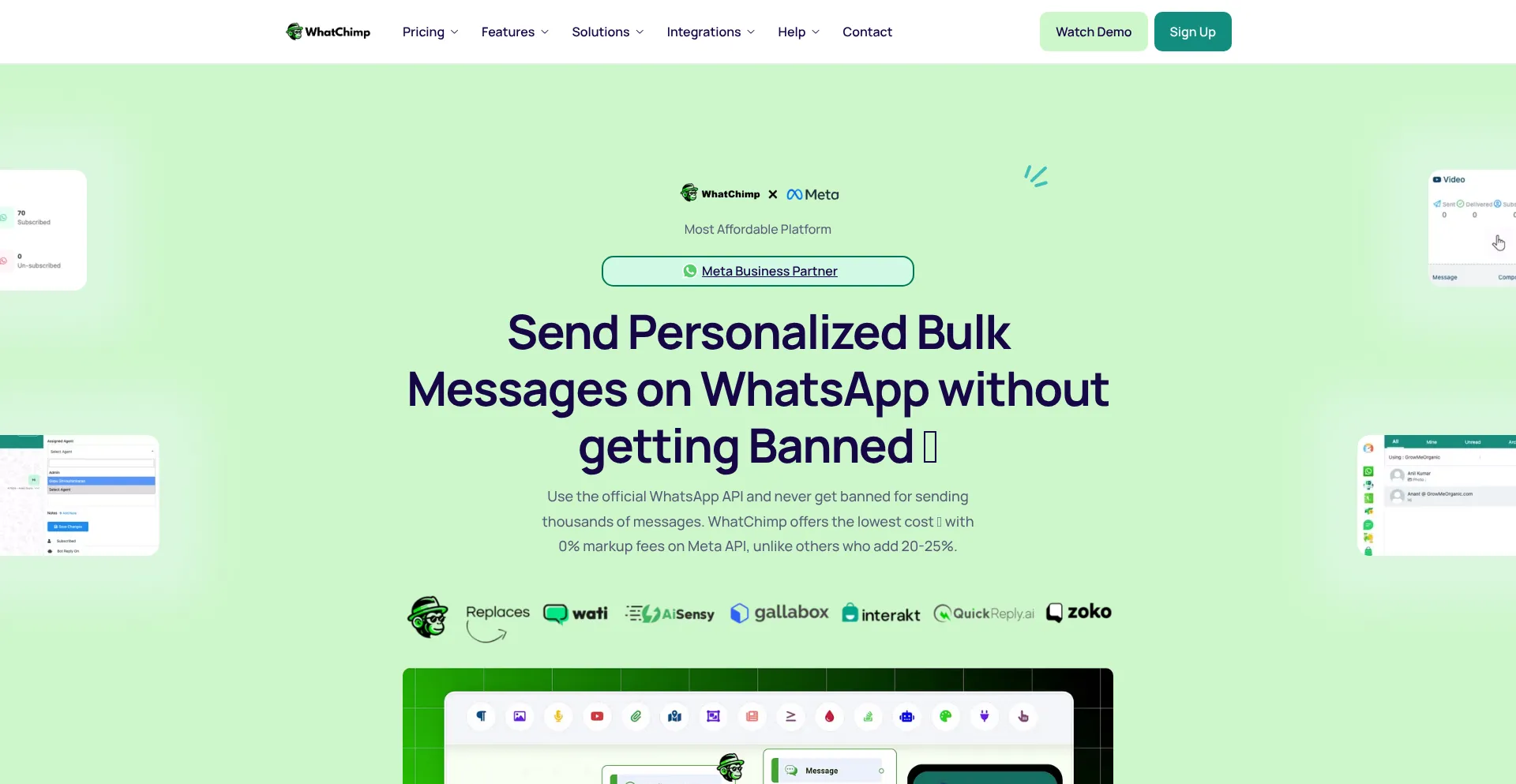 Website screenshot of Whatchimp.com