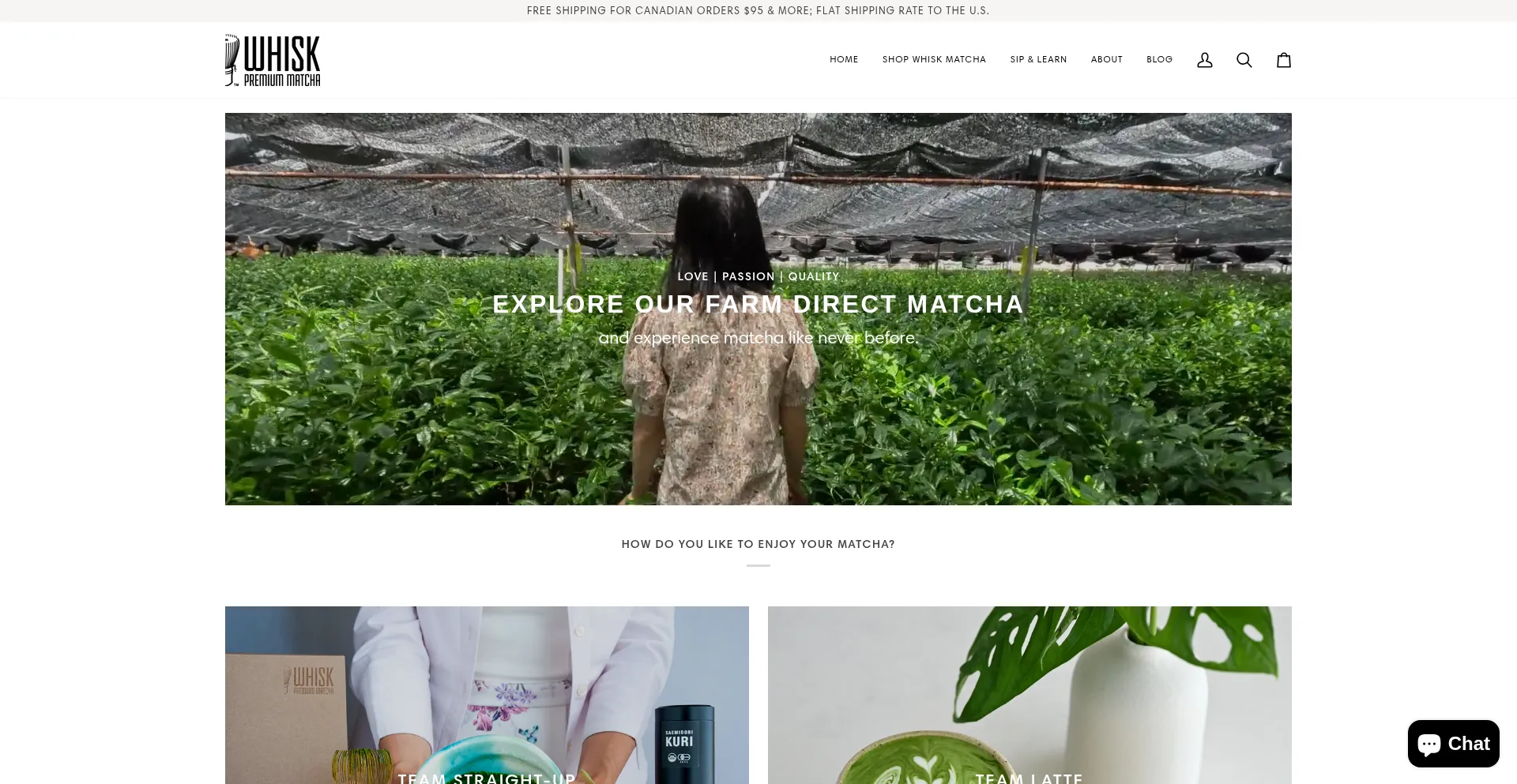 Website screenshot of Whiskmatcha.ca