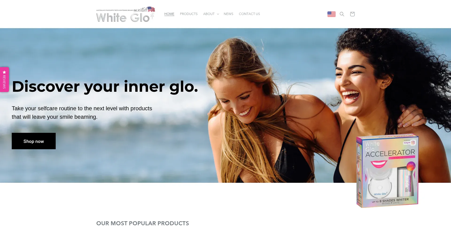 Website screenshot of Whiteglo.com