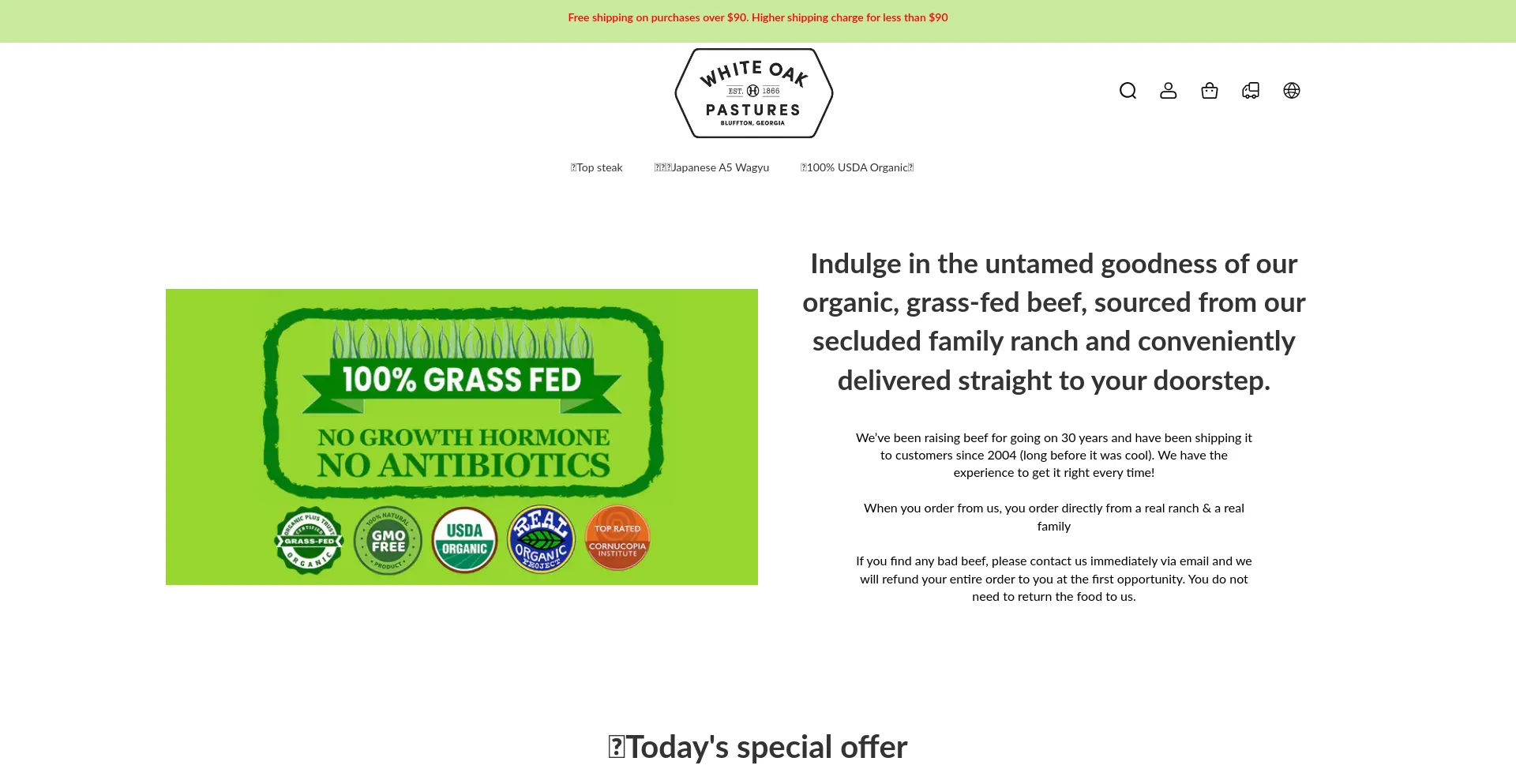 Website screenshot of Whiteoakpasturesbpc.com