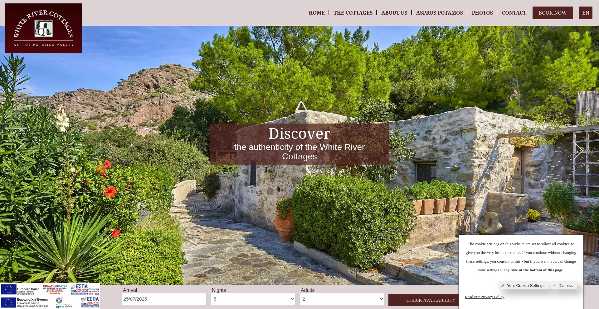 Website screenshot of Whiterivercottages.com