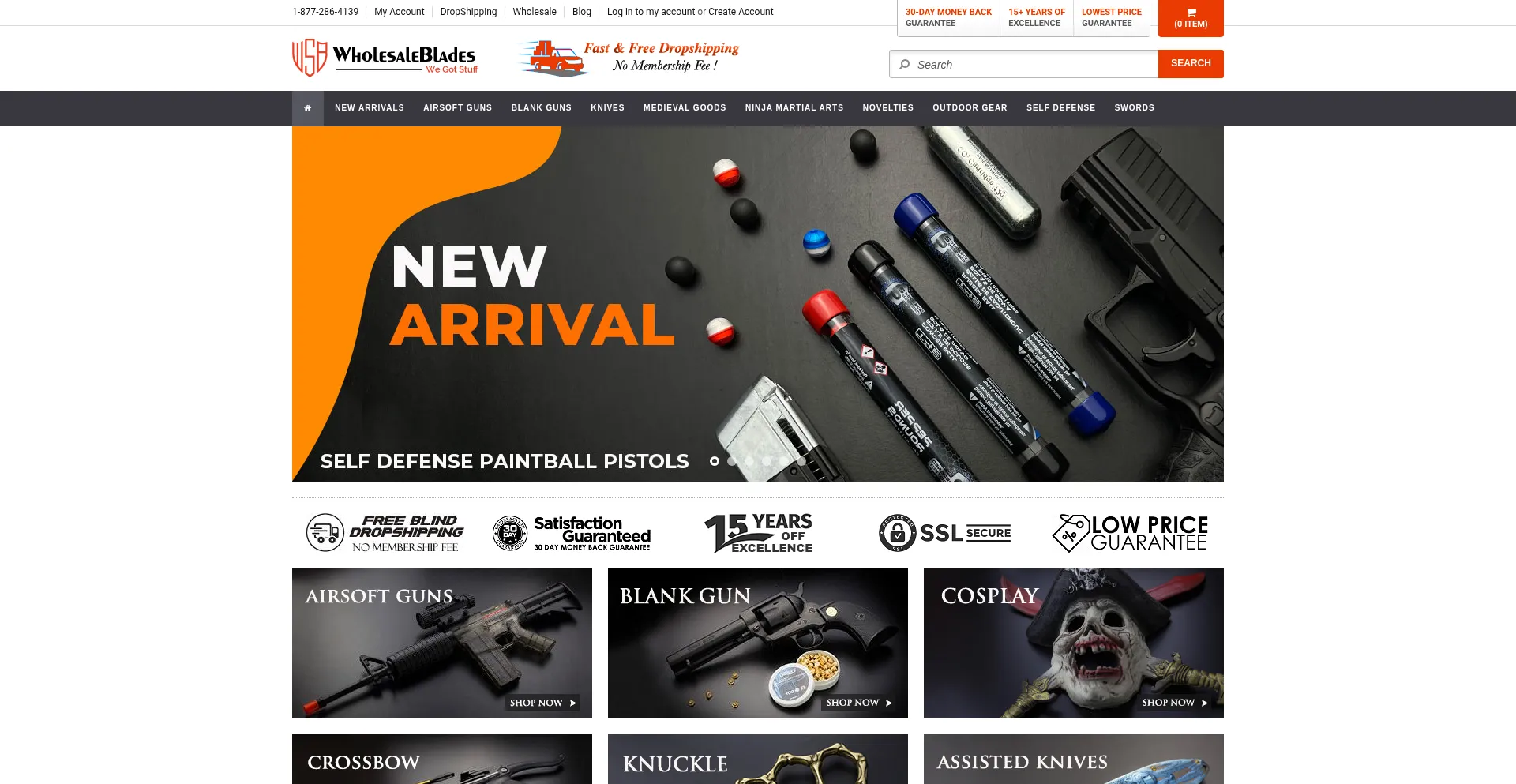 Website screenshot of Wholesaleblades.com