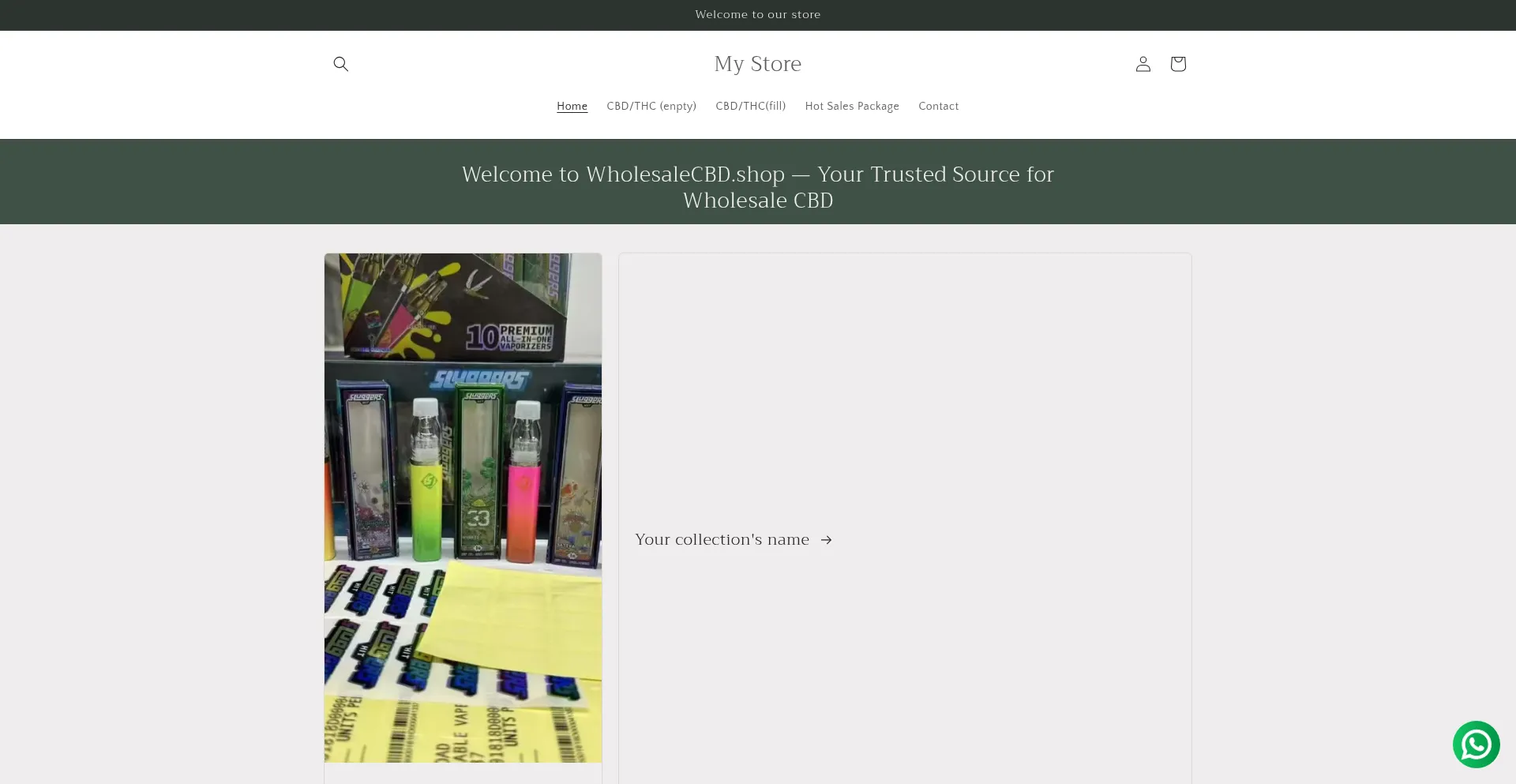 Website screenshot of Wholesalecbd.shop