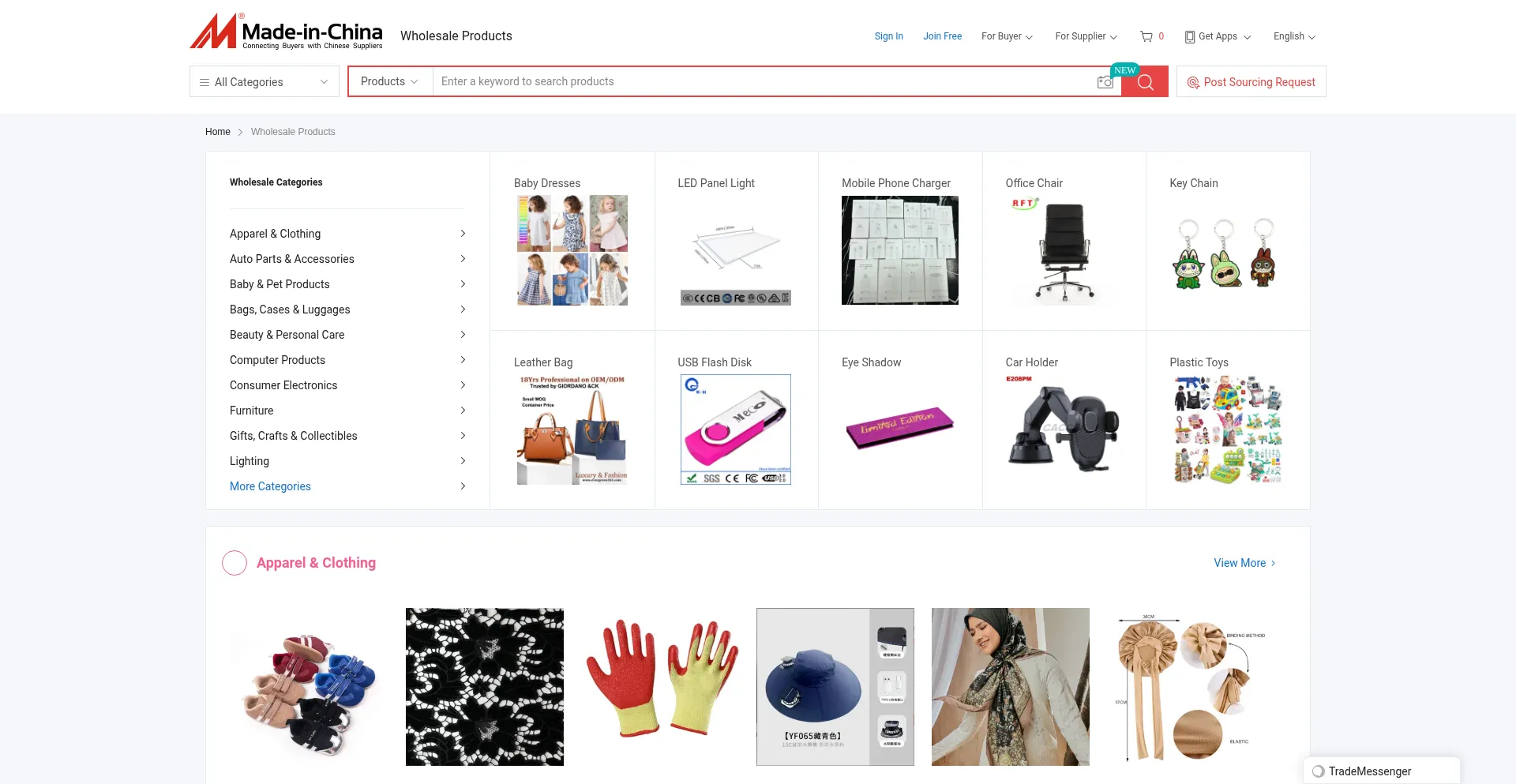 Website screenshot of Wholesaler.made-in-china.com