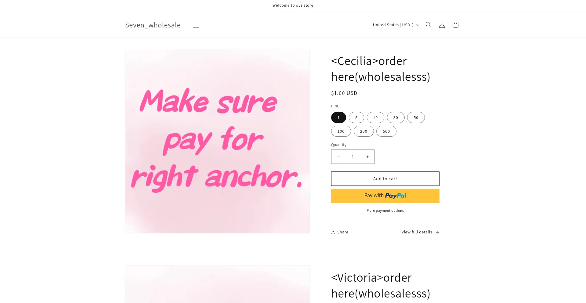 Website screenshot of Wholesalesss.com