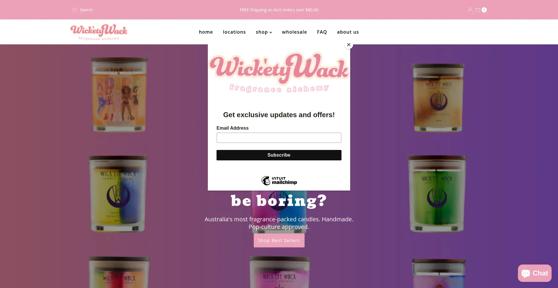 Website screenshot of Wicketywackcandles.com