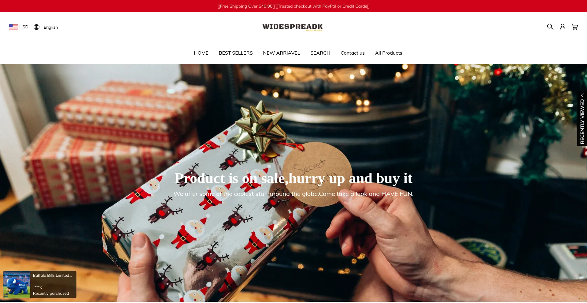 Website screenshot of Widespreadk.com