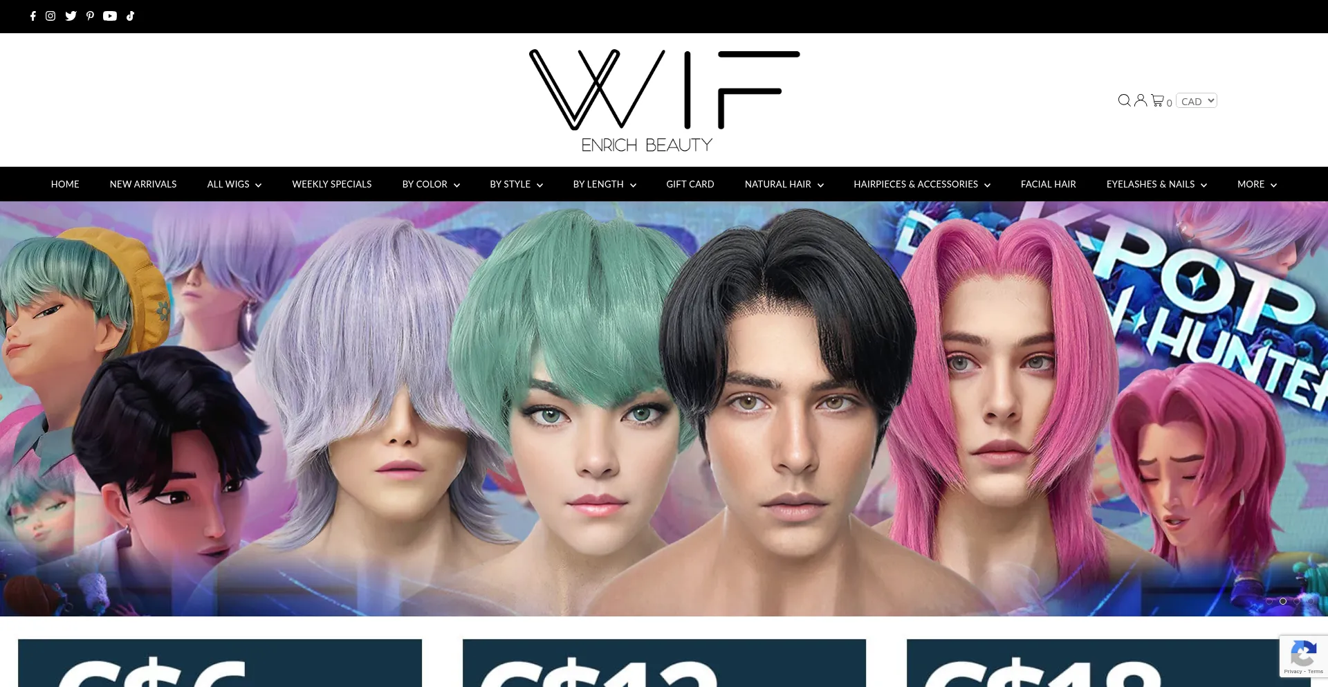 Website screenshot of Wigisfashion-ca.com