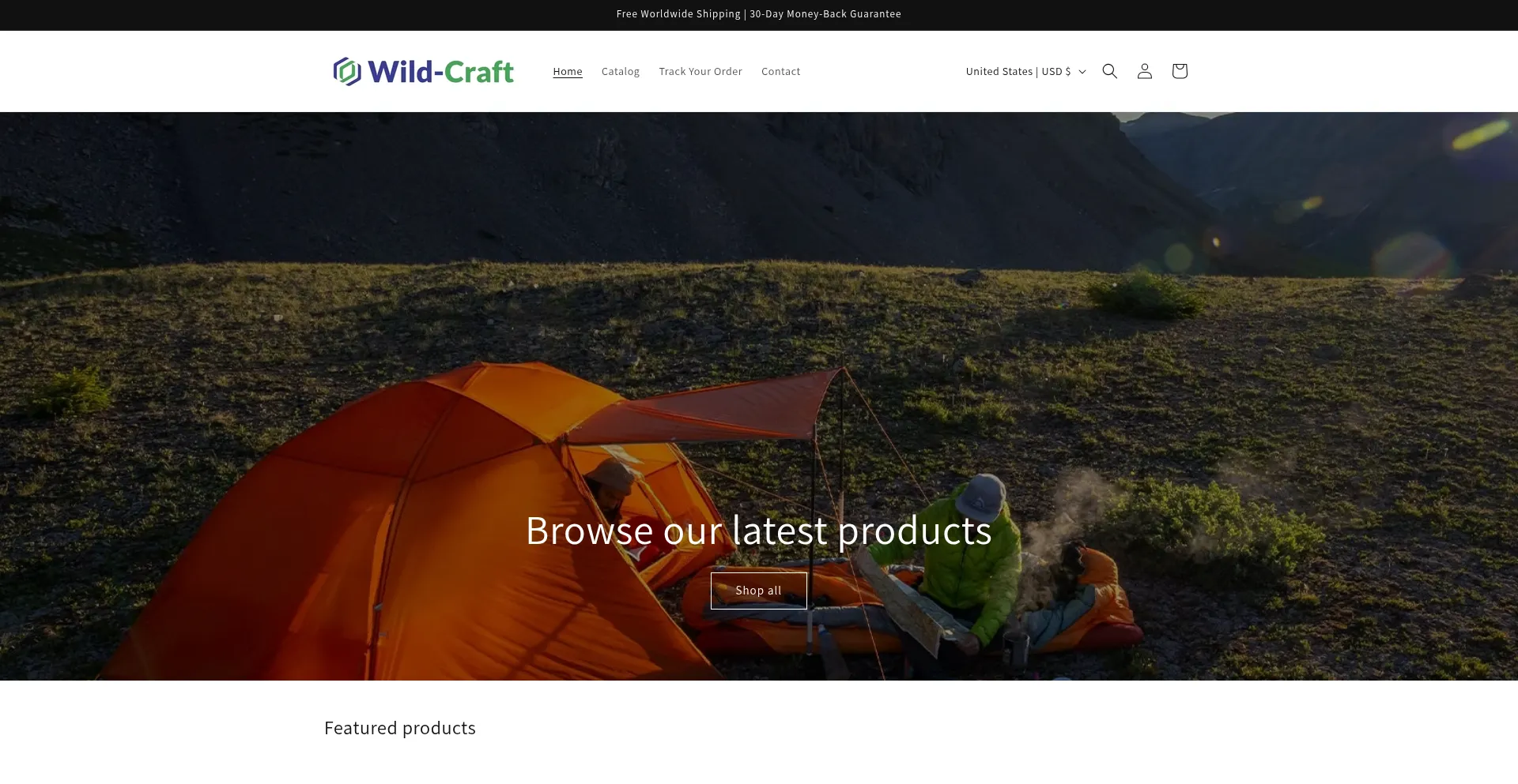 Website screenshot of Wild-craft.store