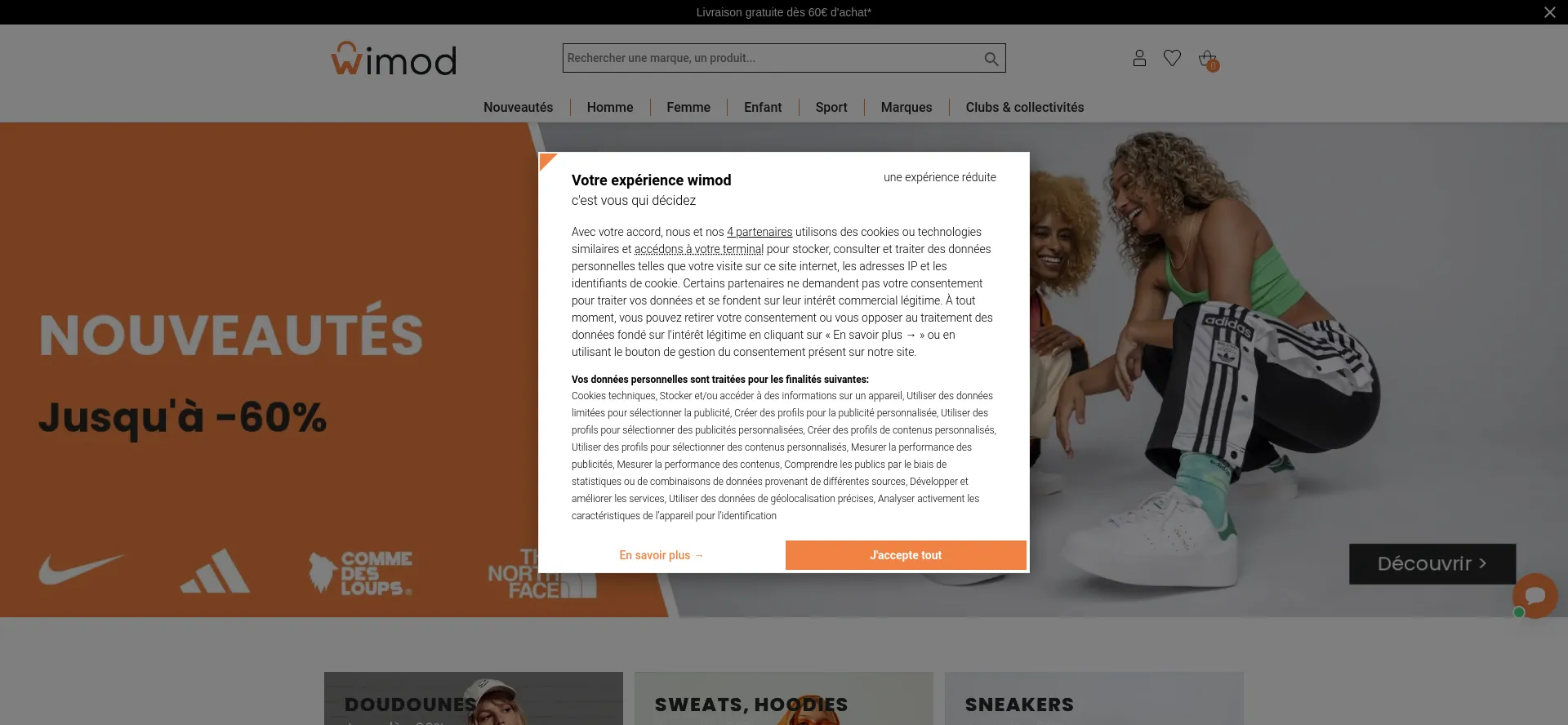 Website screenshot of Wimod.com