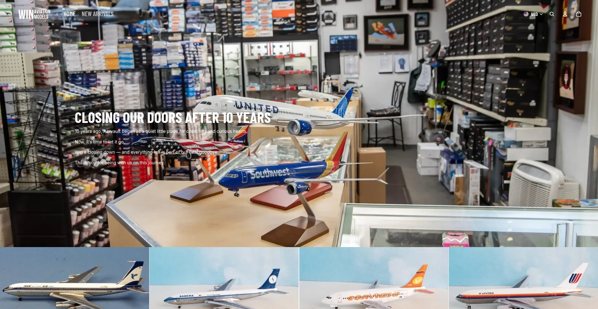 Website screenshot of Winaviationmodels.com