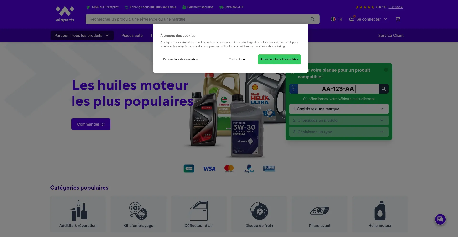 Website screenshot of Winparts.fr
