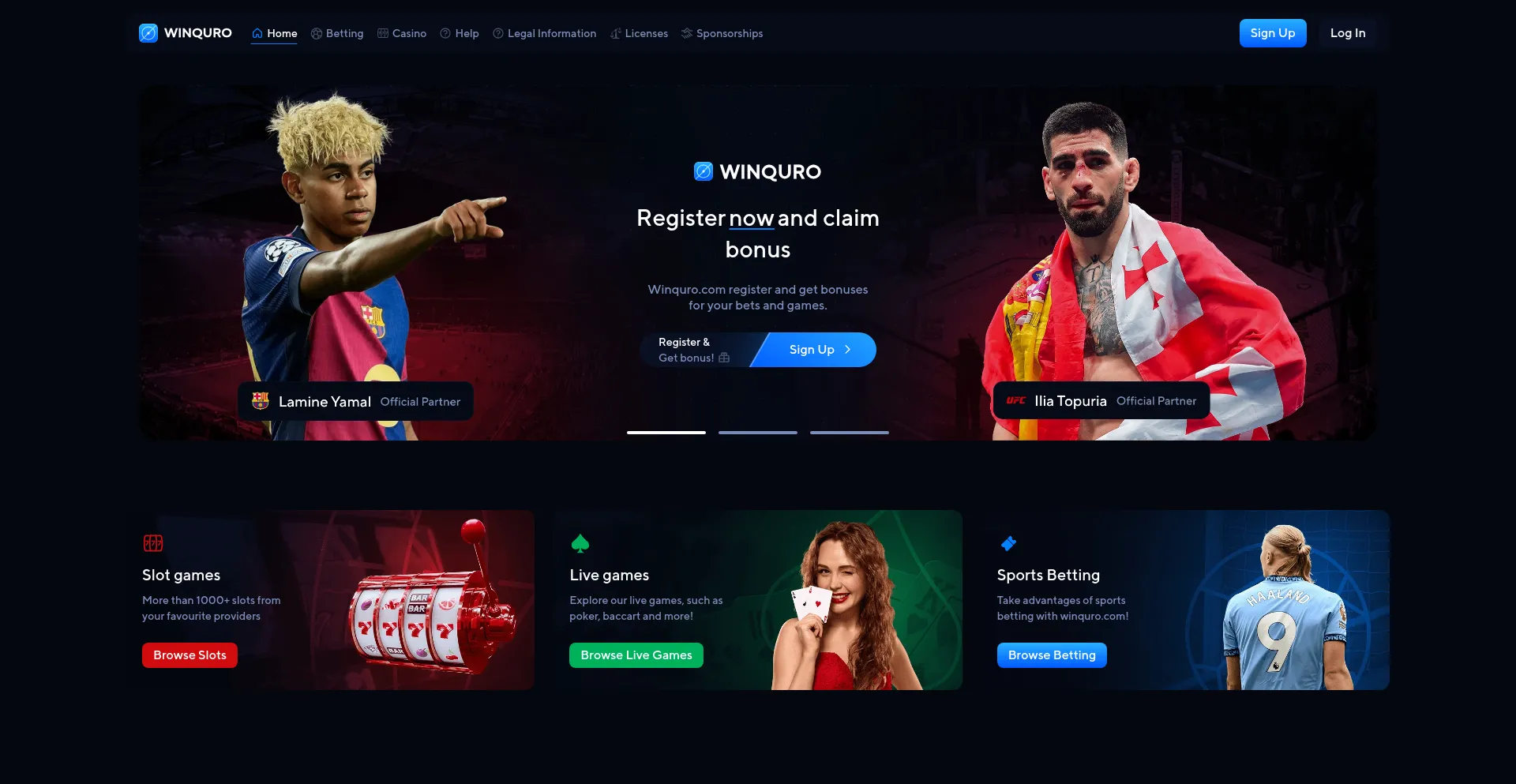 Website screenshot of Winquro.com
