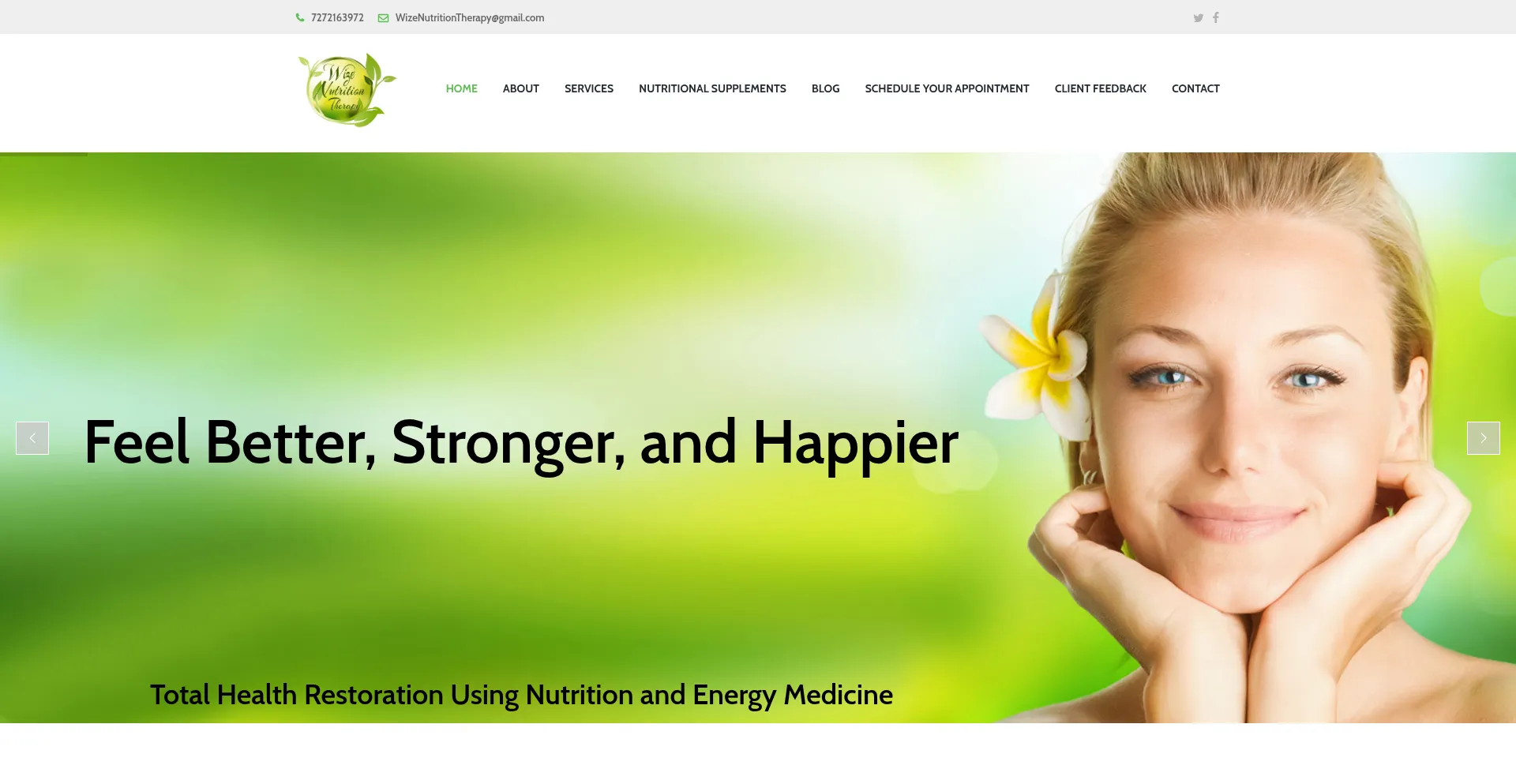 Website screenshot of Wizenutritiontherapy.com