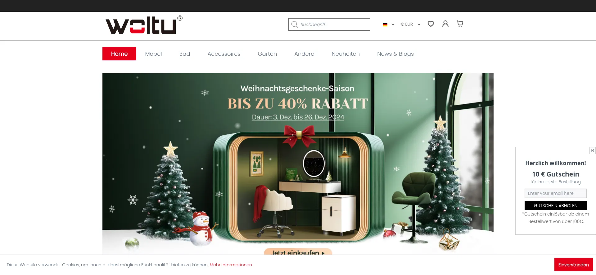 Website screenshot of Woltu.eu