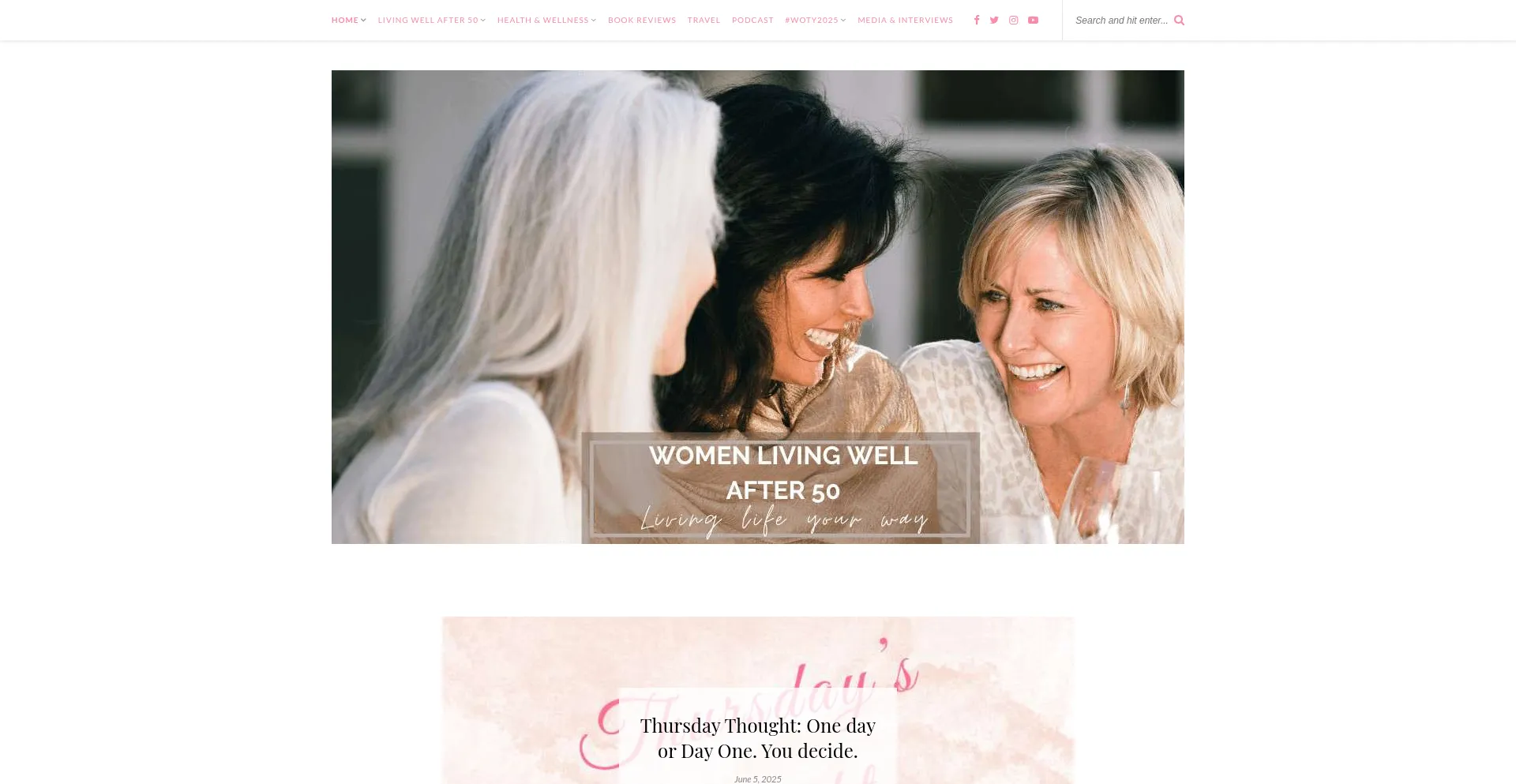 Website screenshot of Womenlivingwellafter50.com.au
