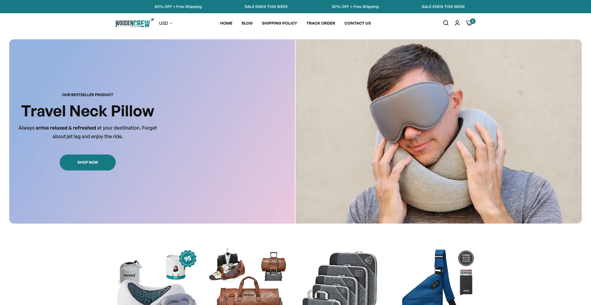 Website screenshot of Woodencrew.store