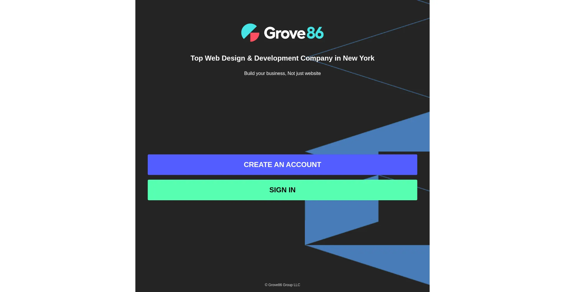 Website screenshot of Work.grove86digital.com