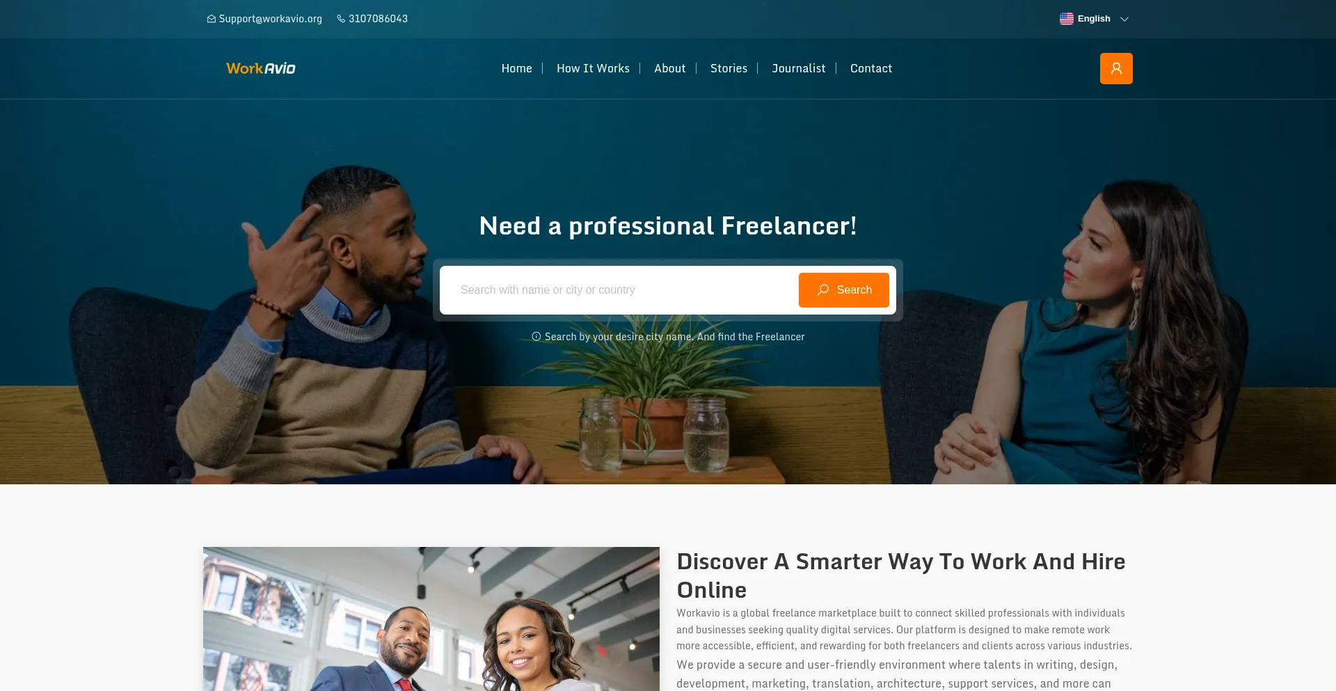 Website screenshot of Workavio.org