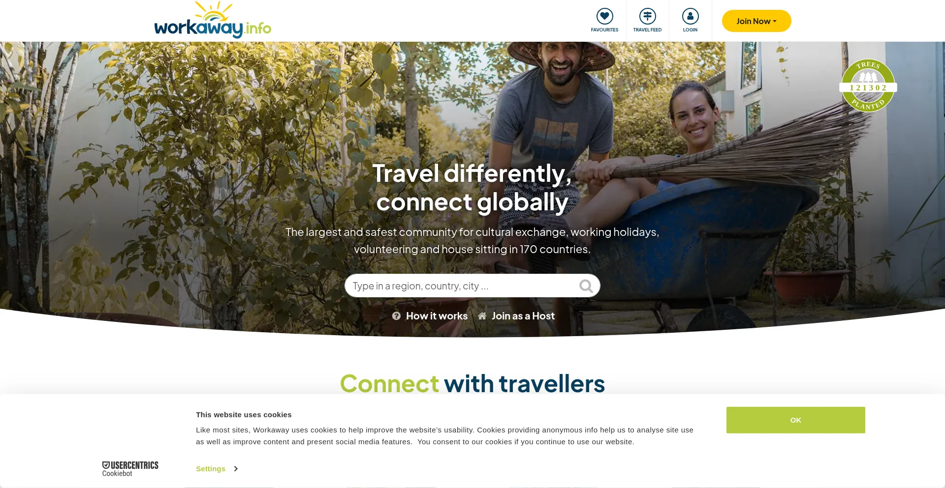 Website screenshot of Workaway.info