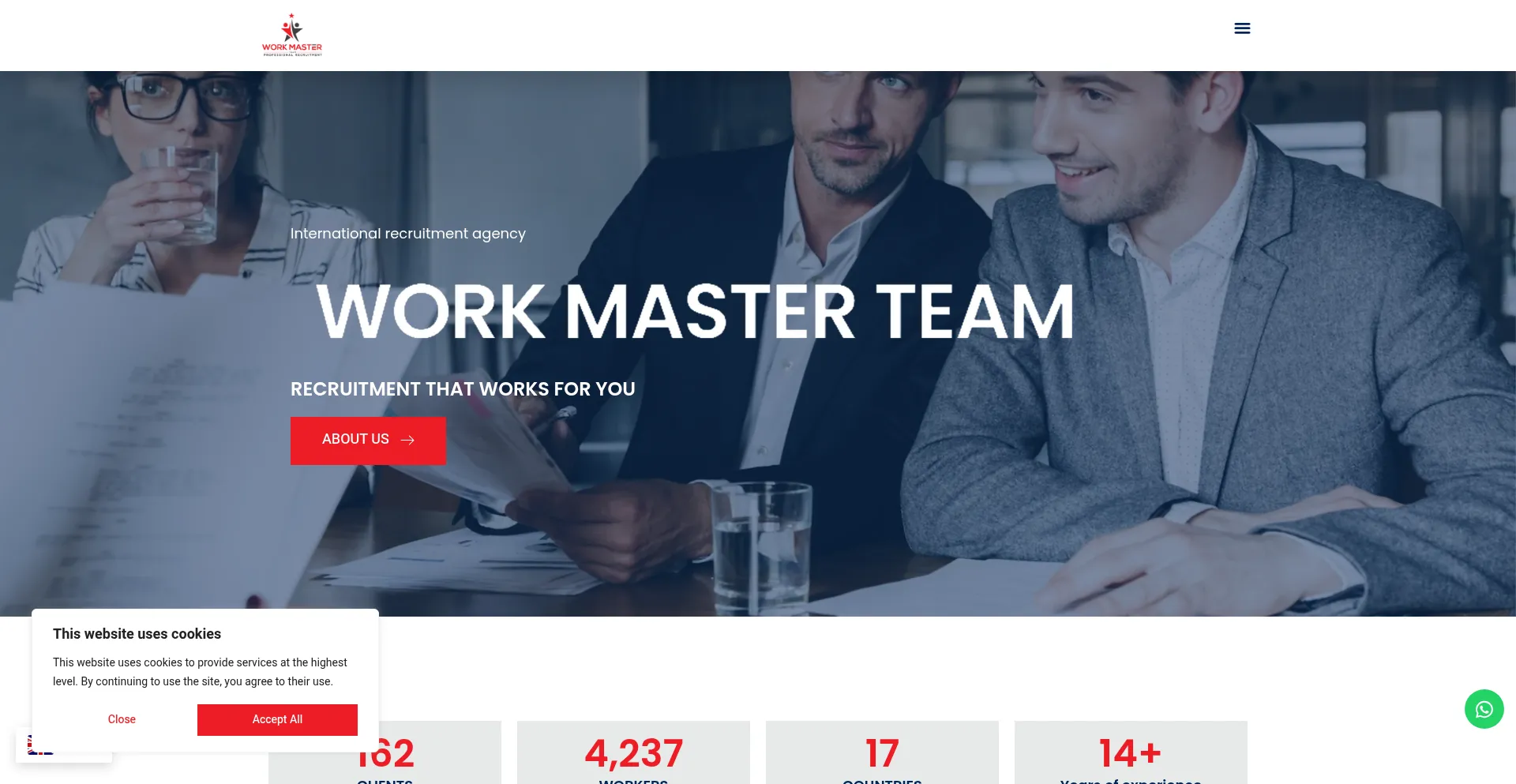 Website screenshot of Workmasterteam.com