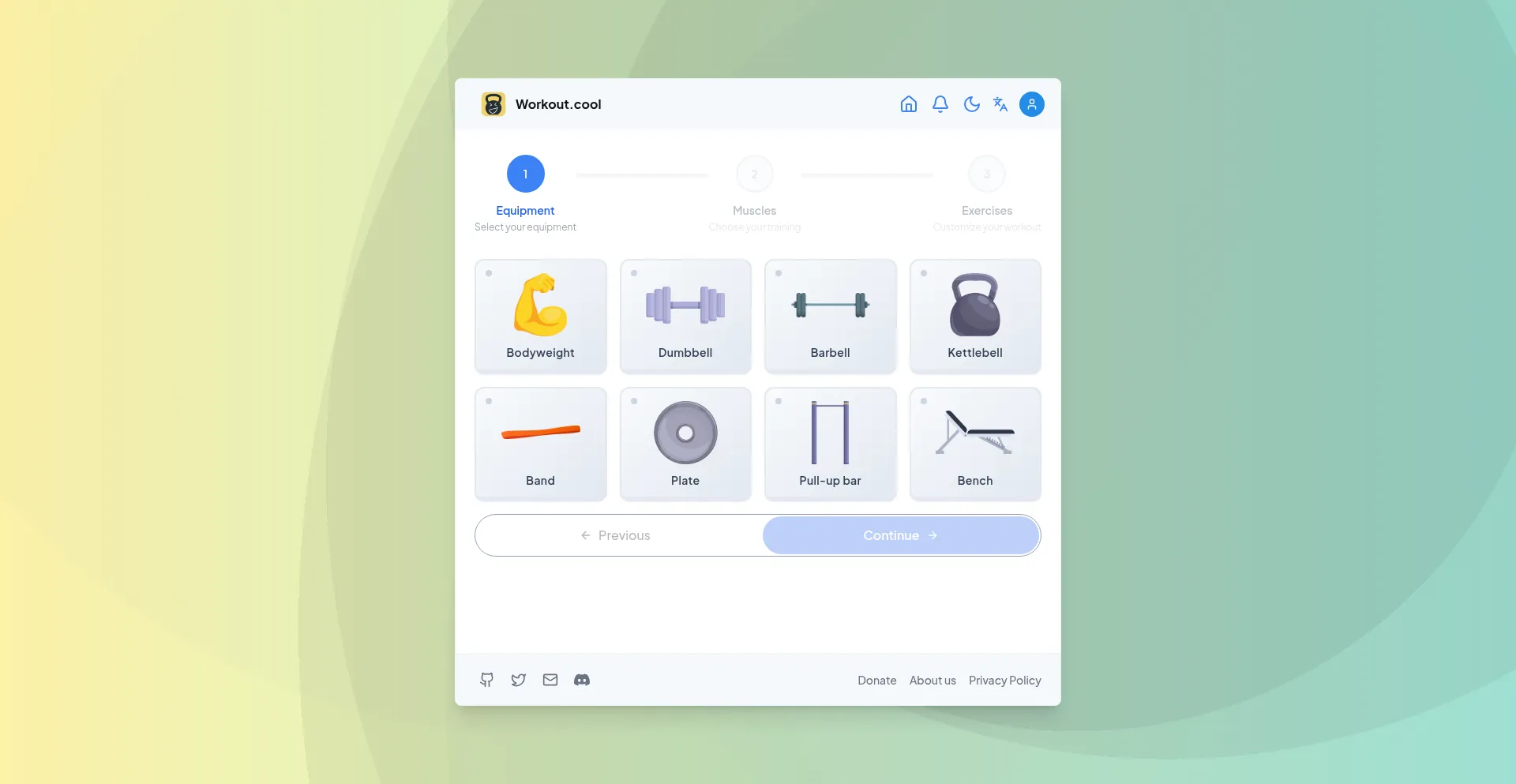 Website screenshot of Workout.cool