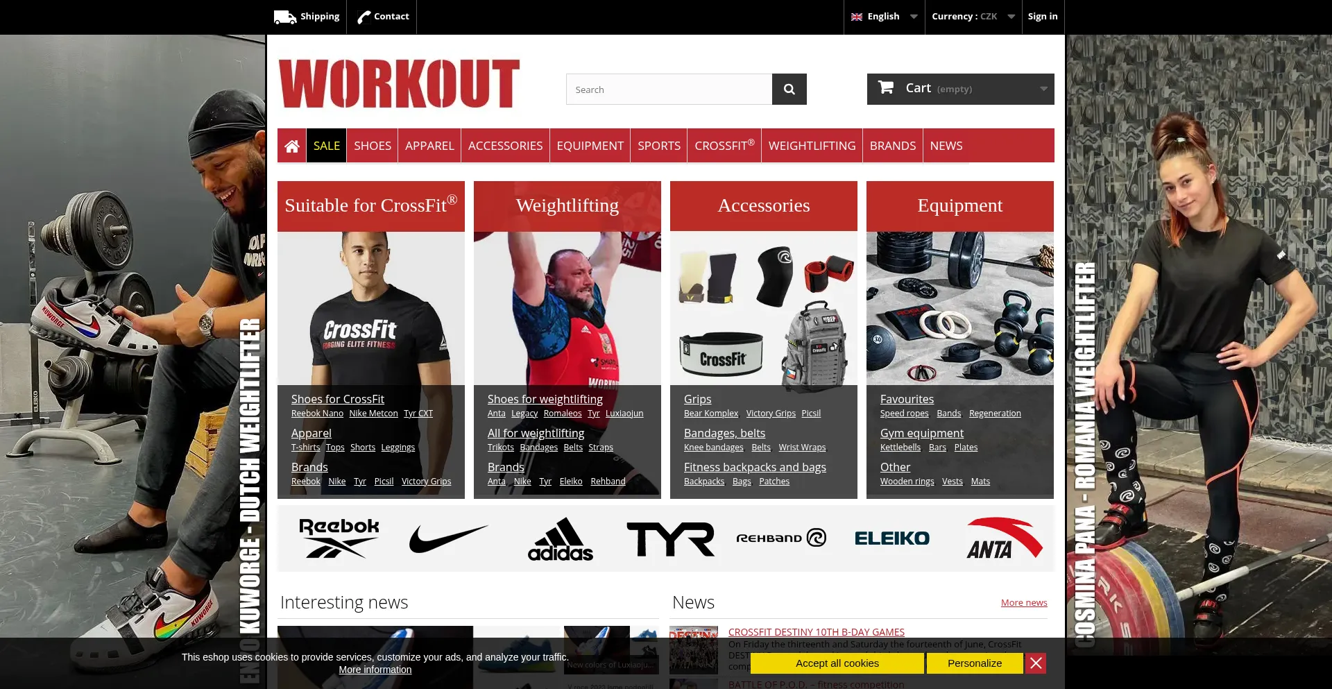 Website screenshot of Workout.eu