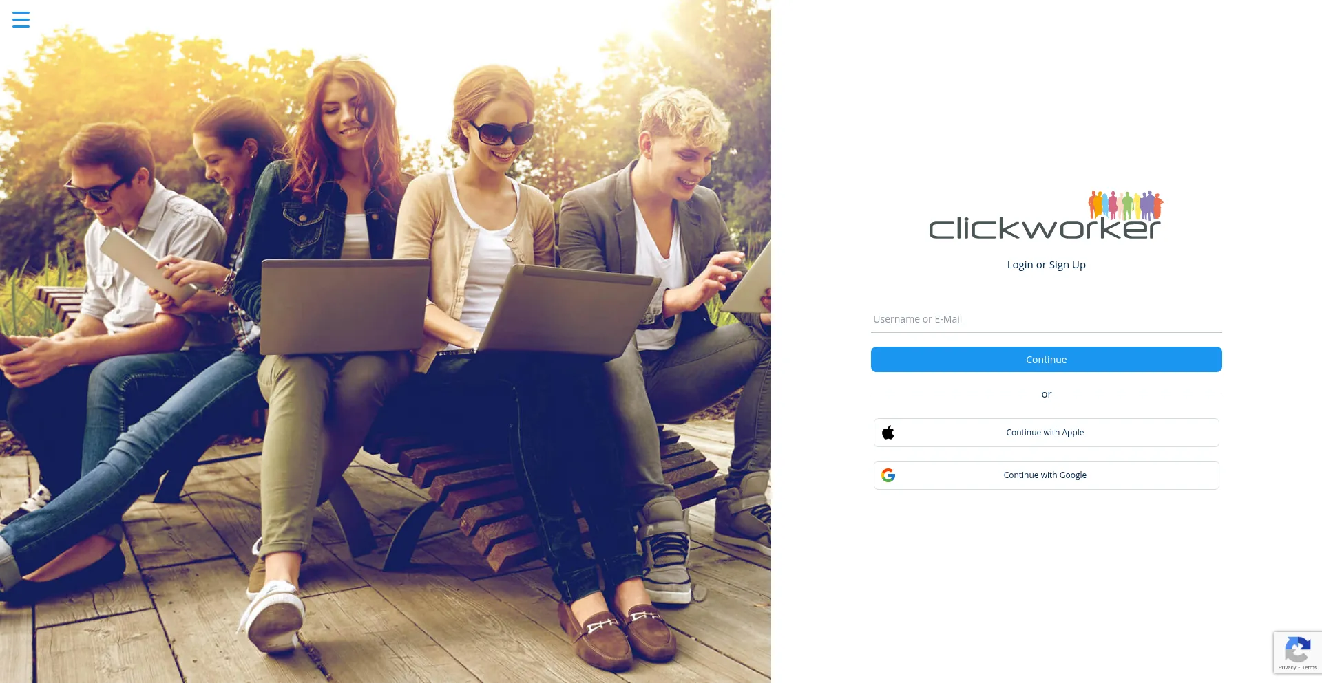 Website screenshot of Workplace.clickworker.com
