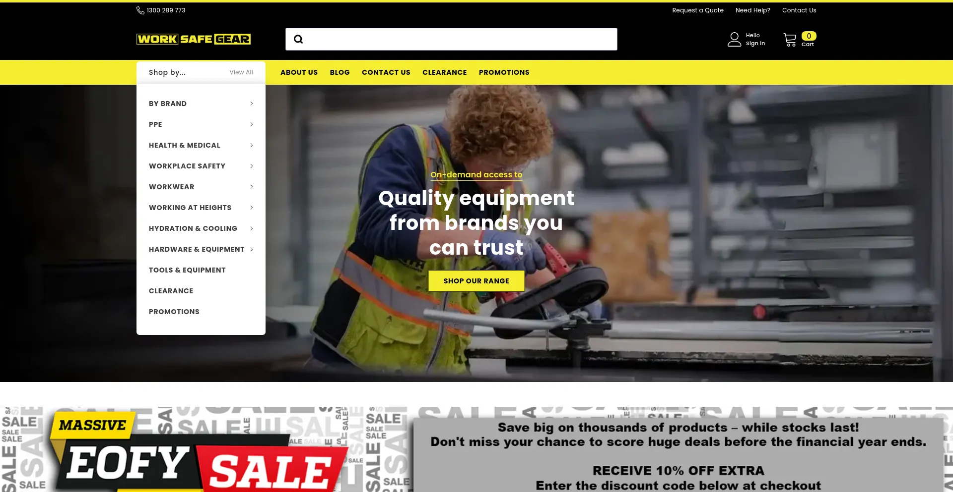 Website screenshot of Worksafegear.com.au