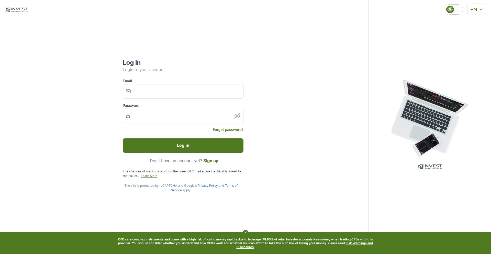 Website screenshot of Worldclient.ezinvest.com