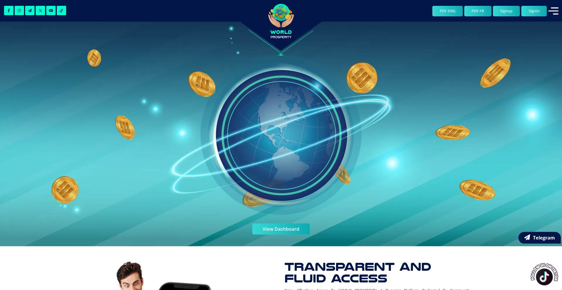 Website screenshot of Worldprosperity.live