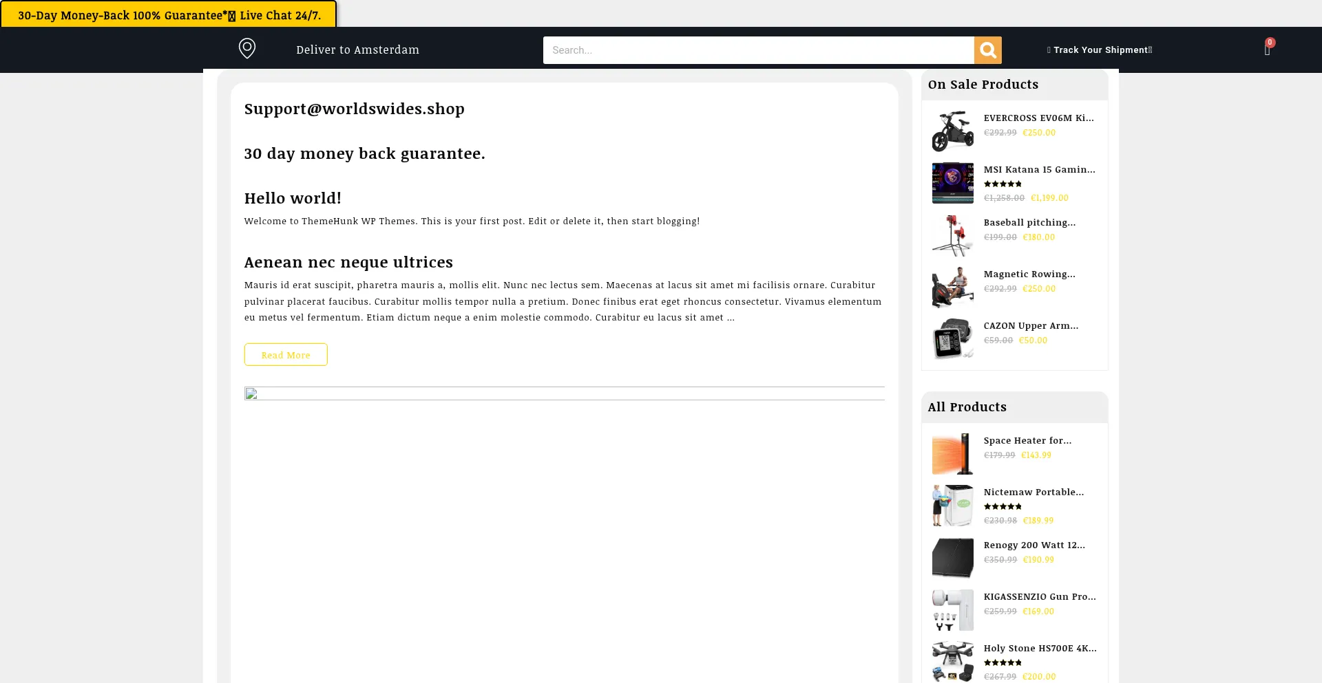Website screenshot of Worldswides.shop