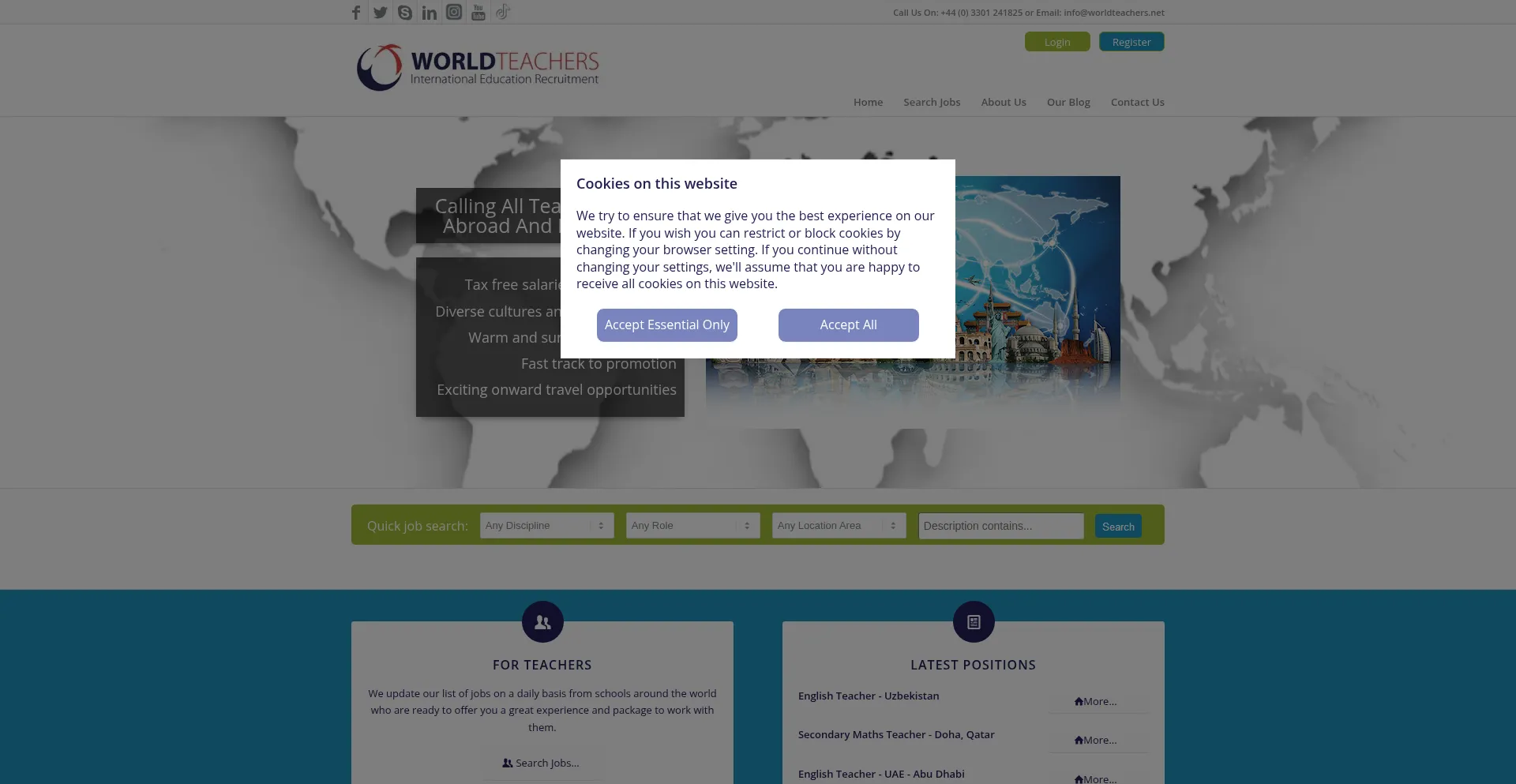 Website screenshot of Worldteachers.net