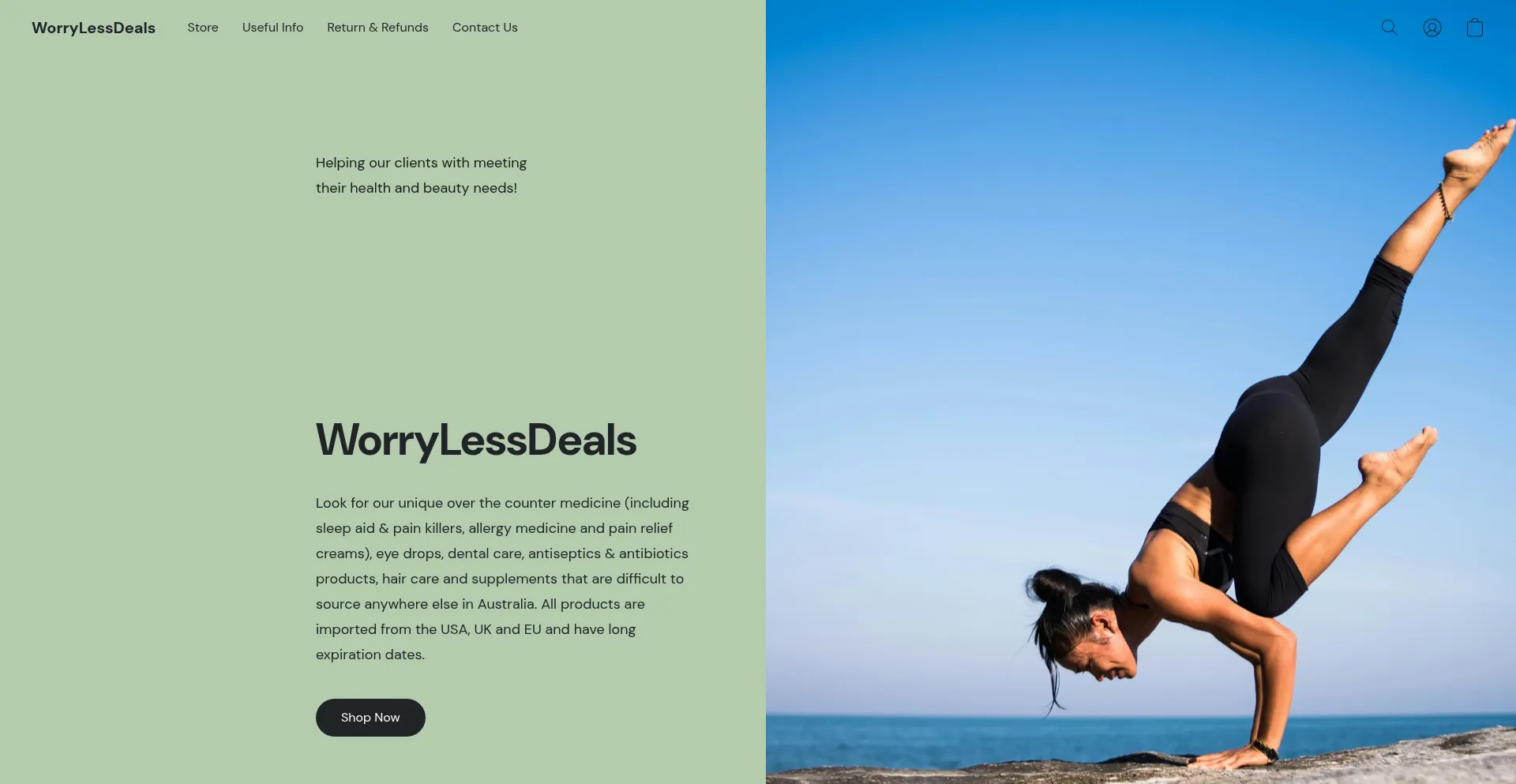 Website screenshot of Worrylessdeals.com.au