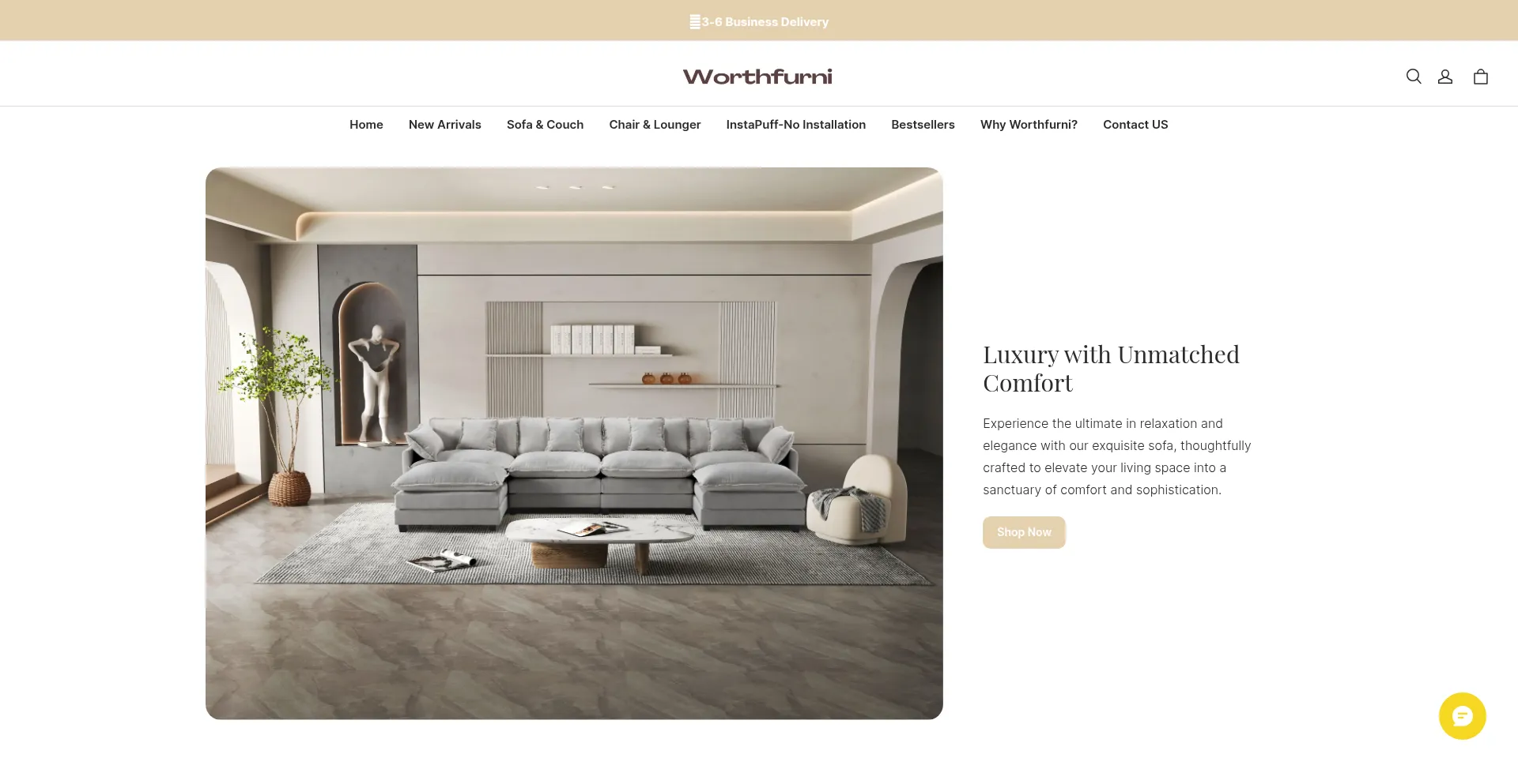Website screenshot of Worthfurni.com
