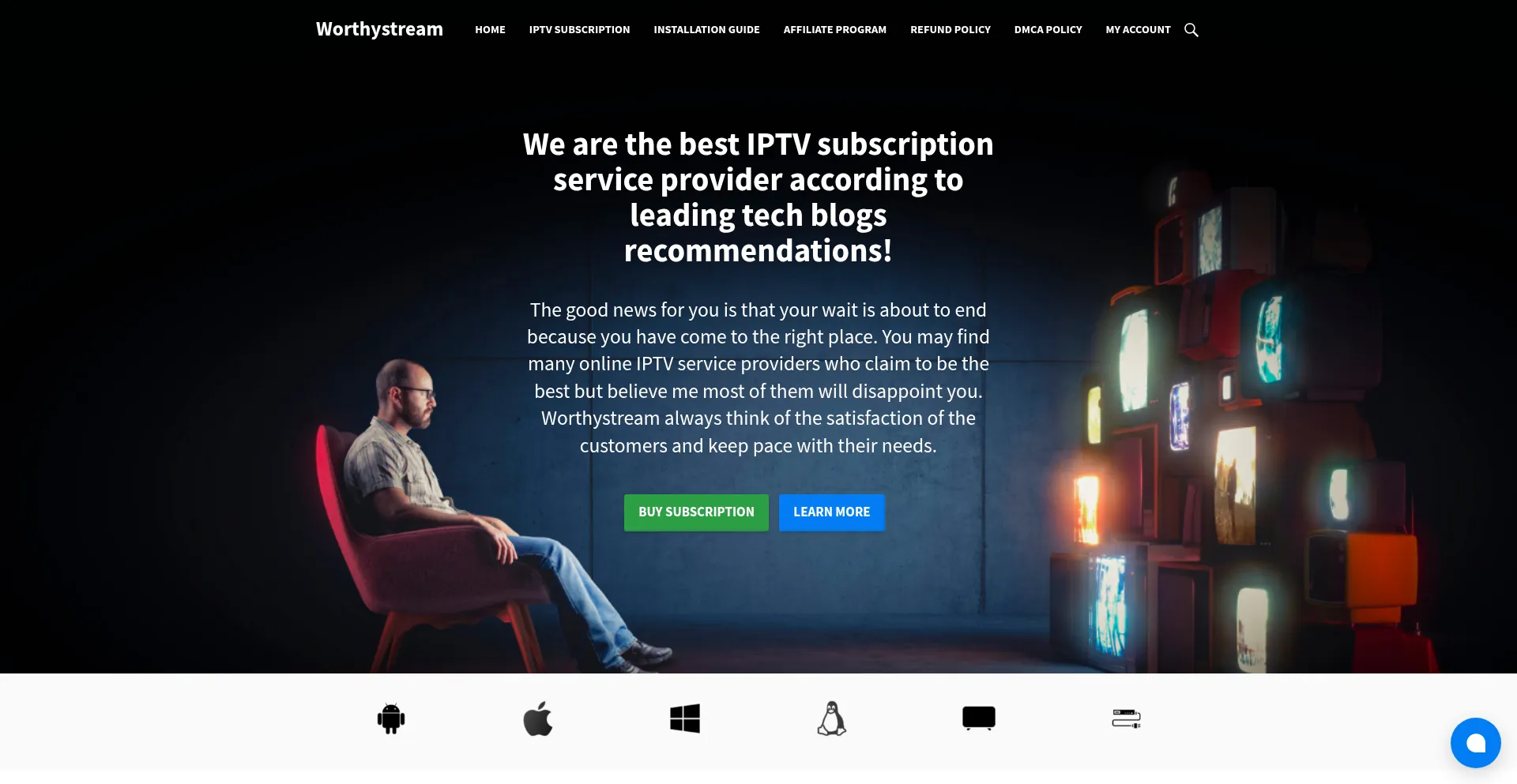 Website screenshot of Worthystream.com