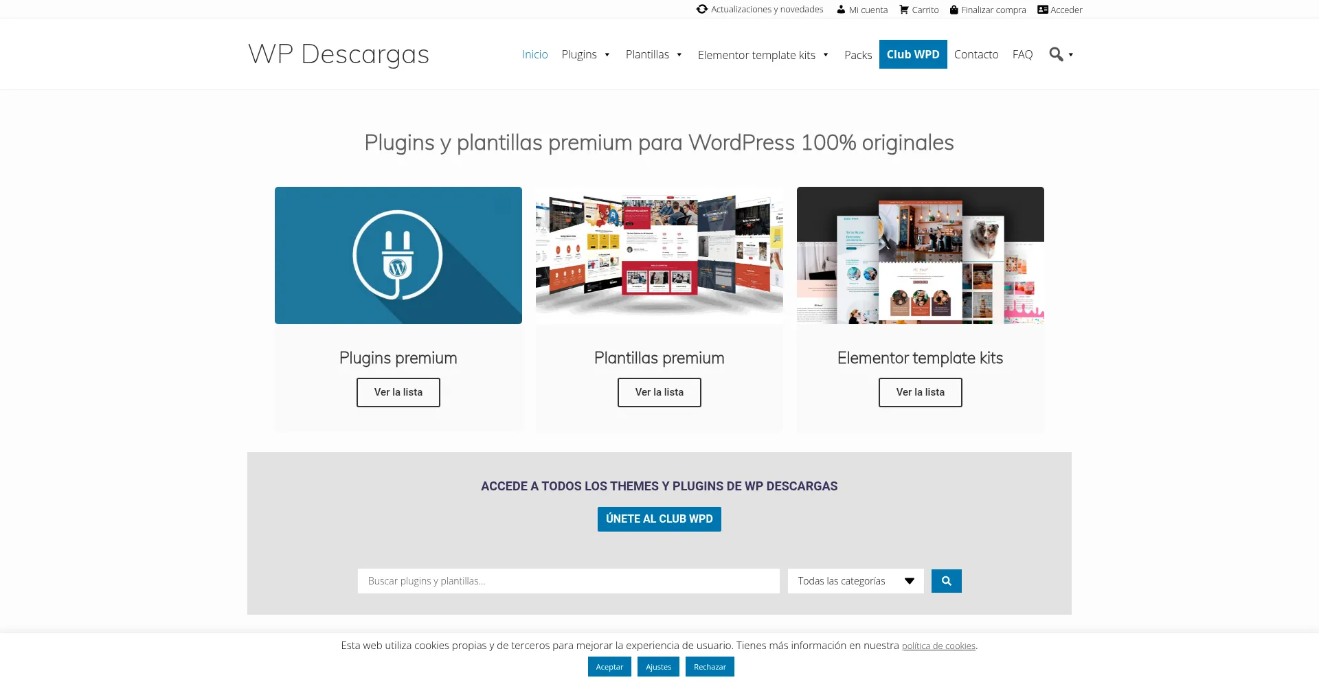 Website screenshot of Wpdescargas.com