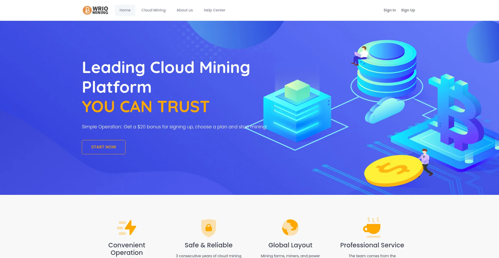 Website screenshot of Wriomining.com