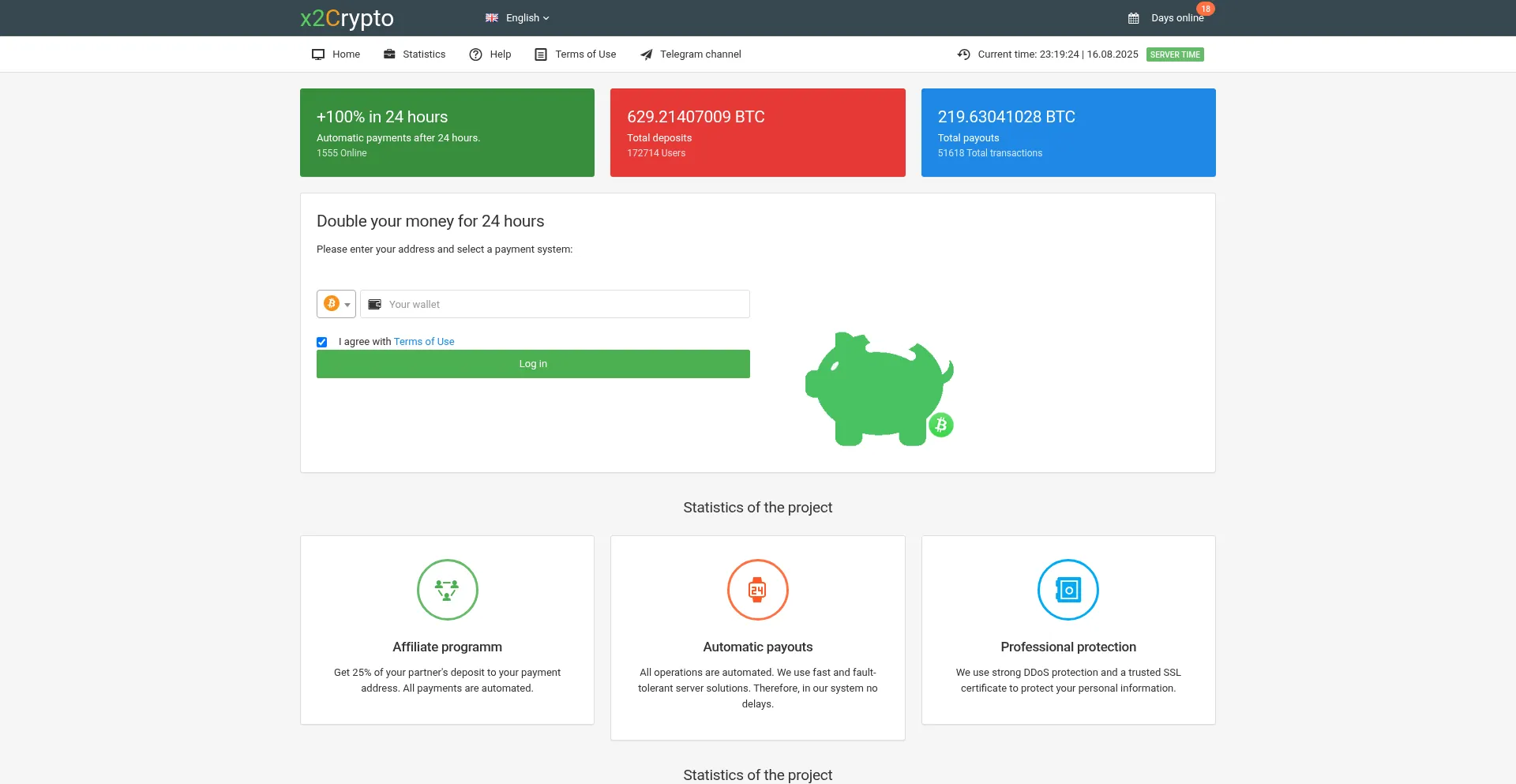 Website screenshot of X2crypto.io
