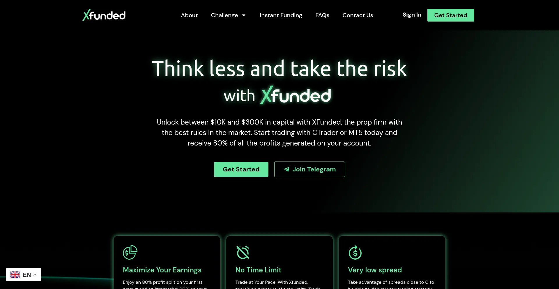 Website screenshot of X-funded.com