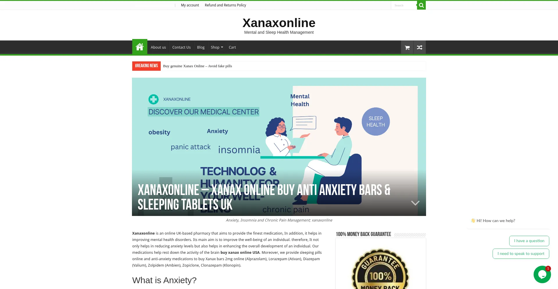 Website screenshot of Xanaxonline.org