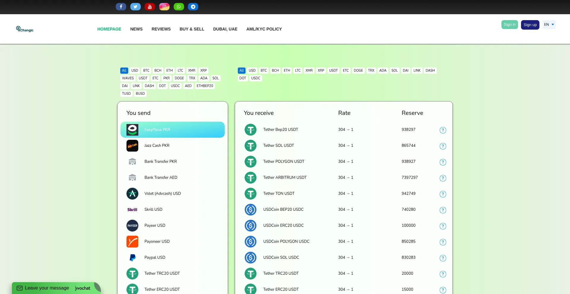 Website screenshot of Xchangic.com