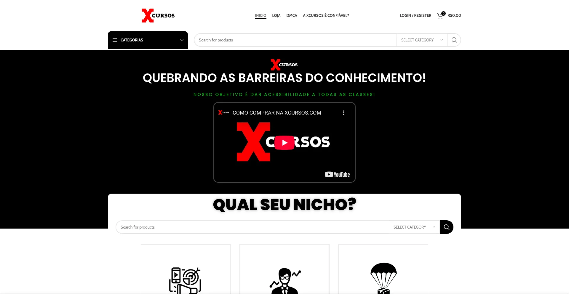 Website screenshot of Xcursos.com