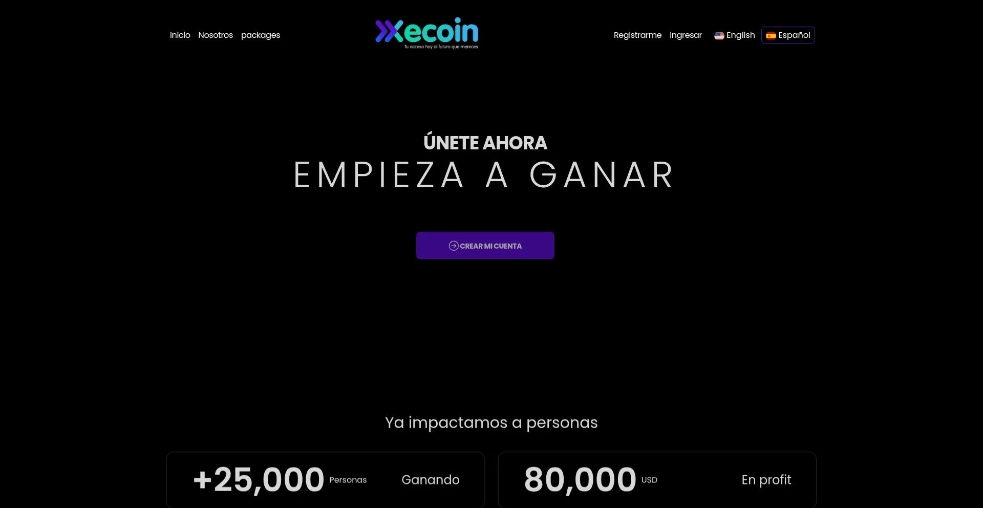 Website screenshot of Xecoin.pro