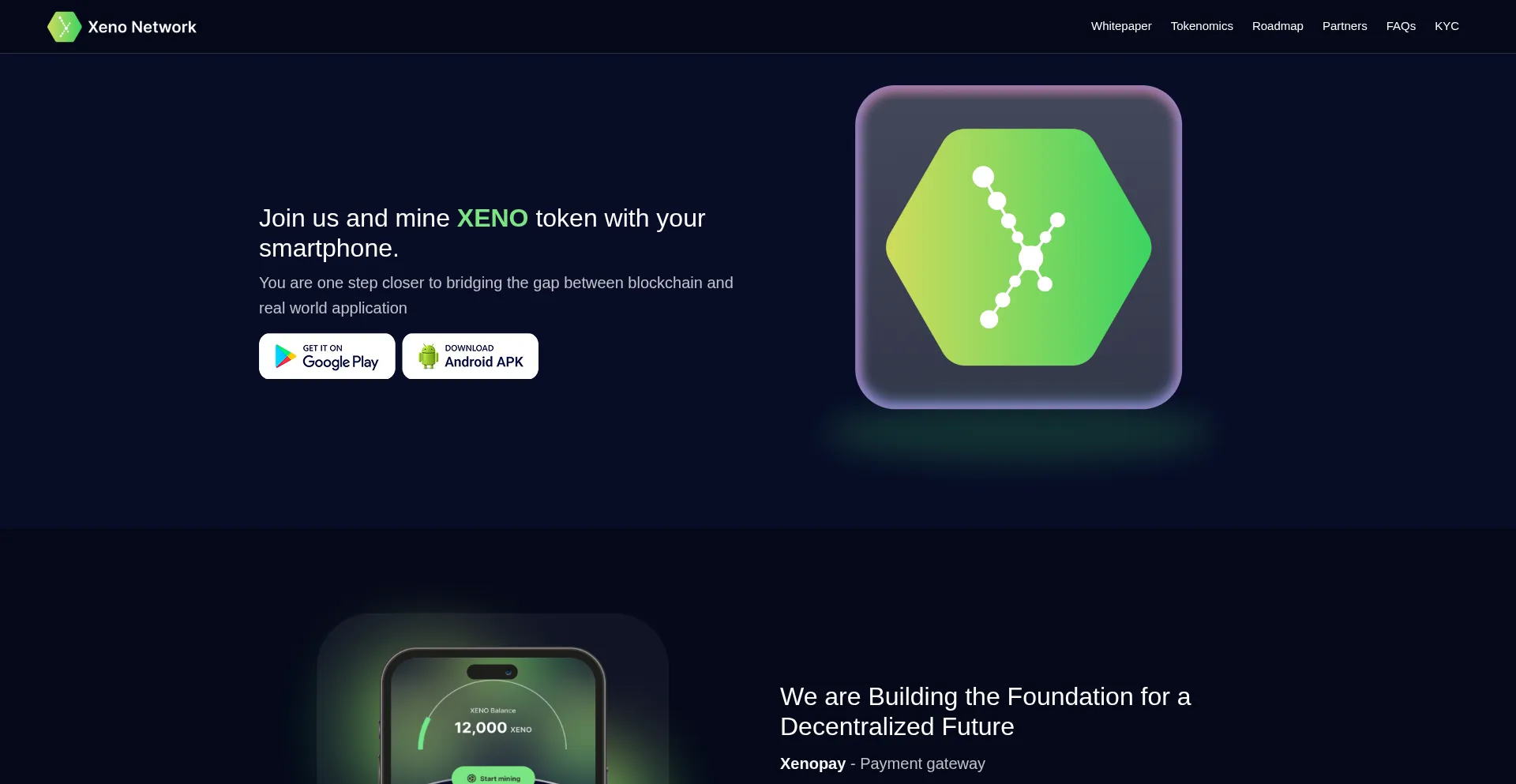 Website screenshot of Xenonetwork.io