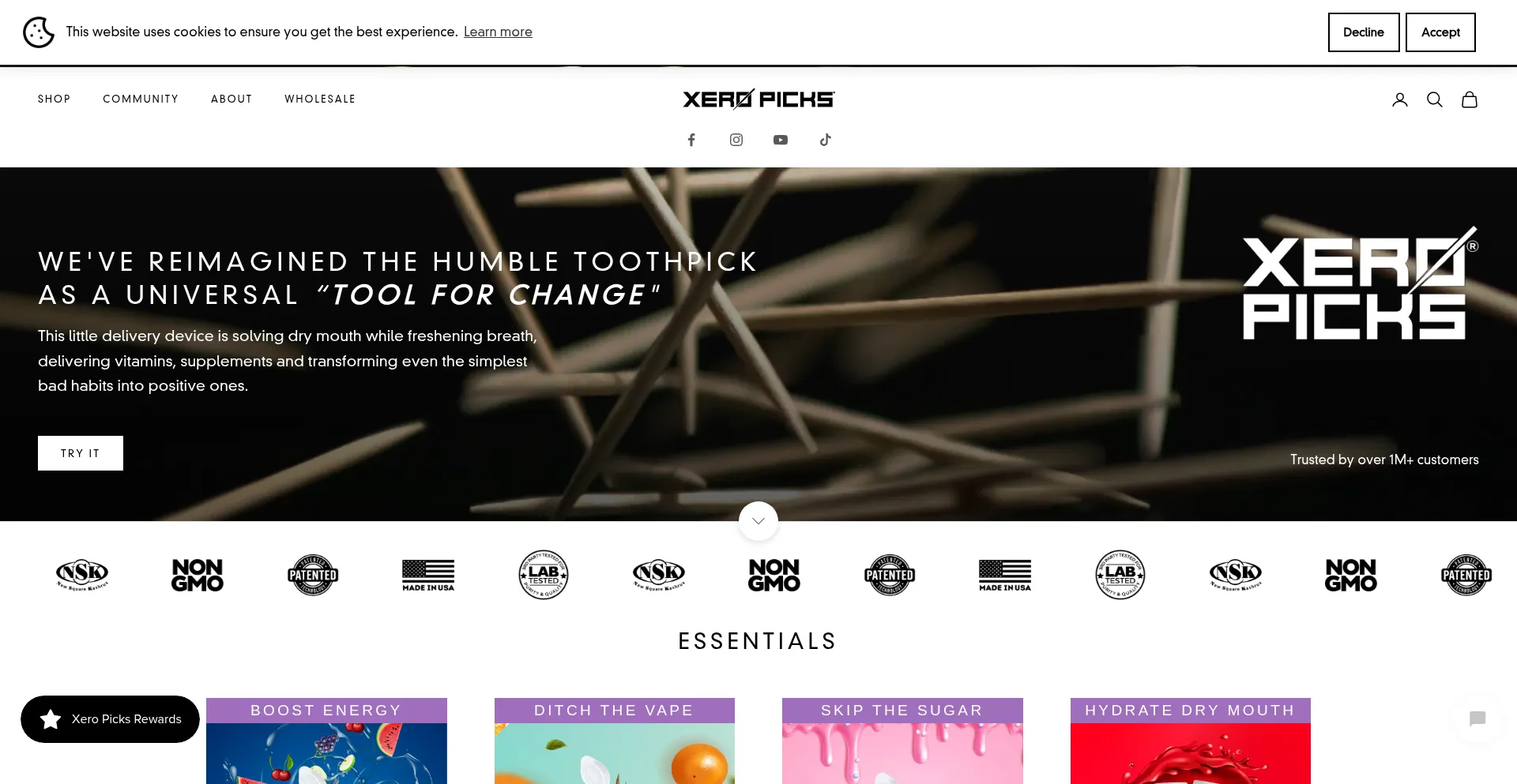 Website screenshot of Xeropicks.com