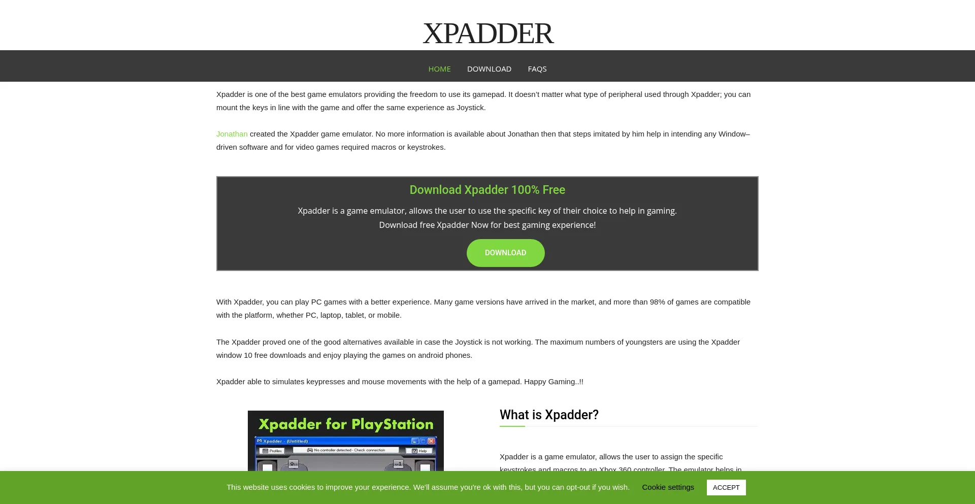 Website screenshot of Xpadder.net